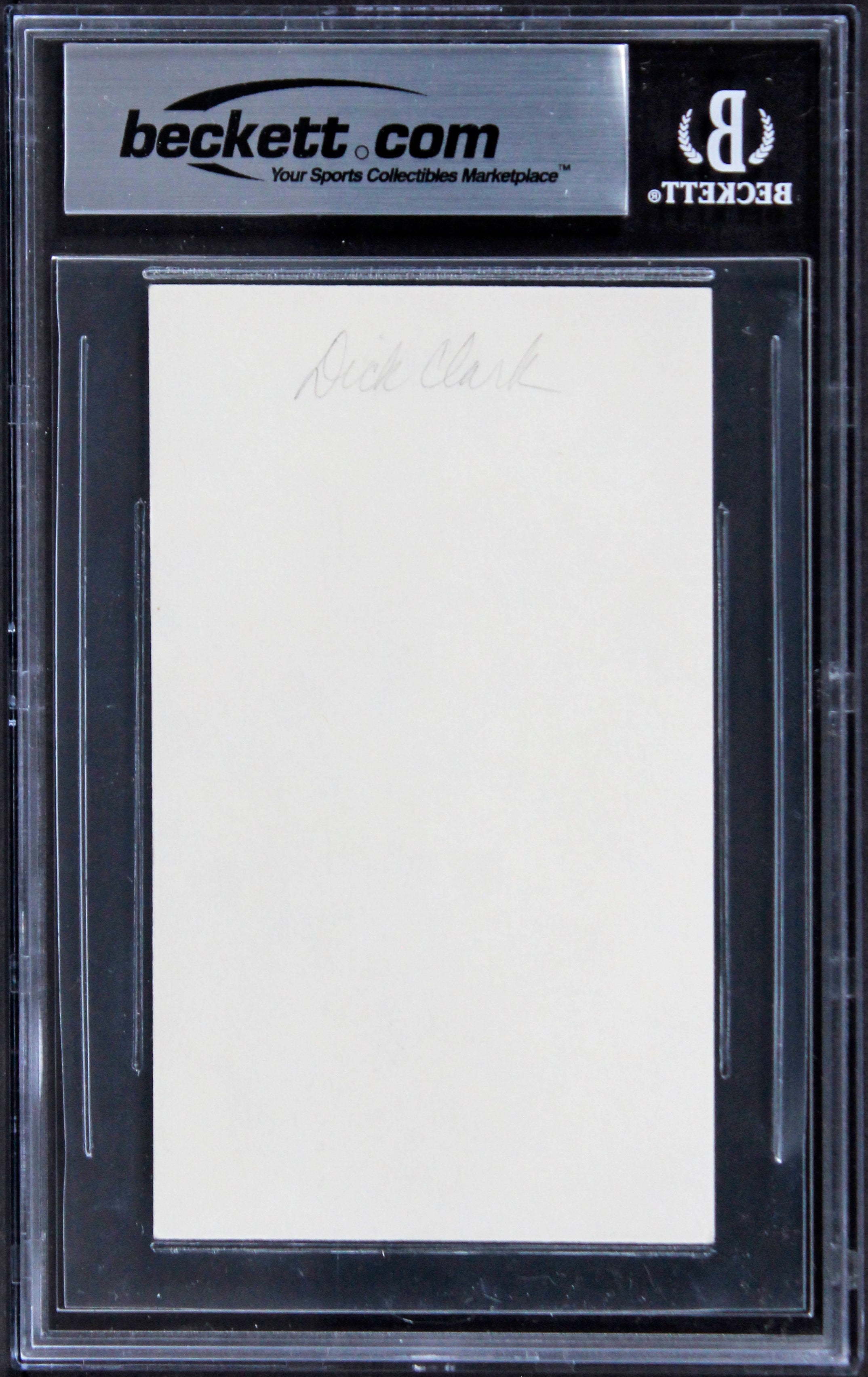 Dick Clark The $10,000 Pyramid Authentic Signed 3x5 Index Card BAS Slabbed