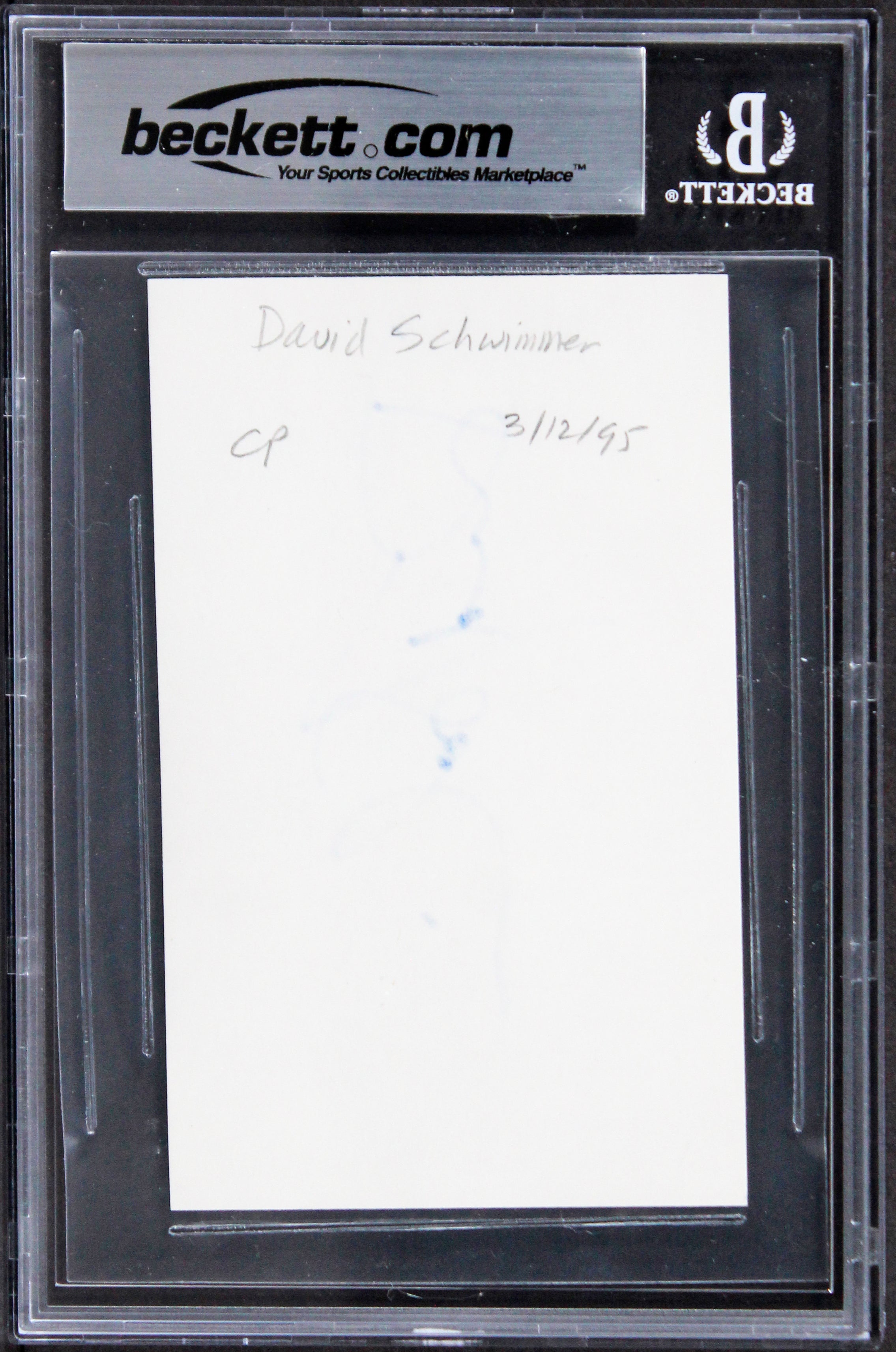 David Schwimmer Friends Authentic Signed 3x5 Index Card Autographed BAS Slabbed