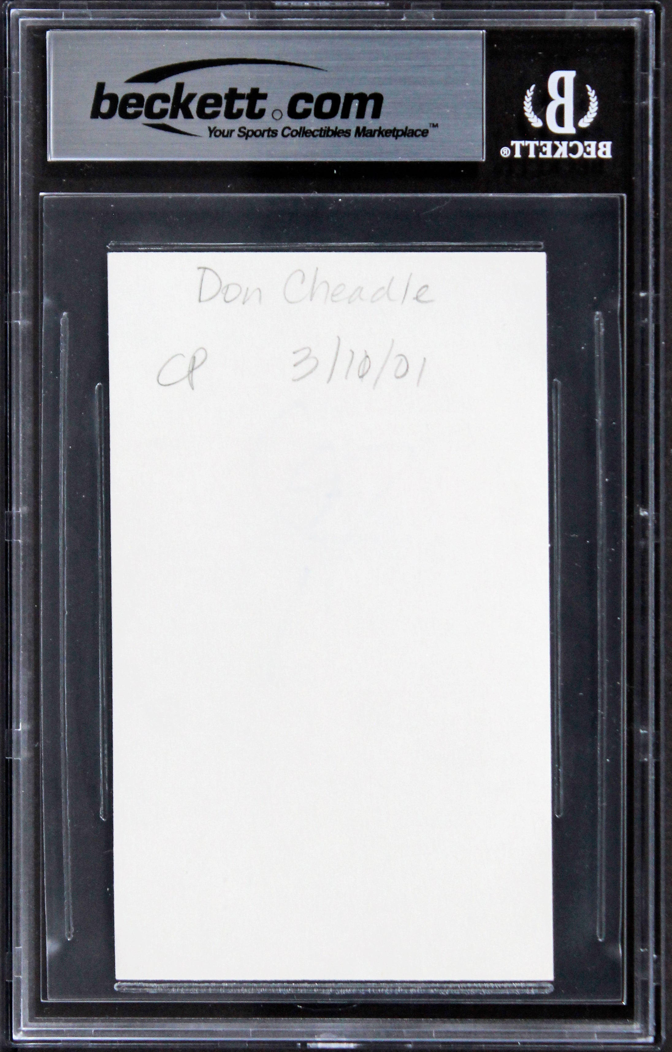 Don Cheadle Crash Authentic Signed 3x5 Index Card Autographed BAS Slabbed