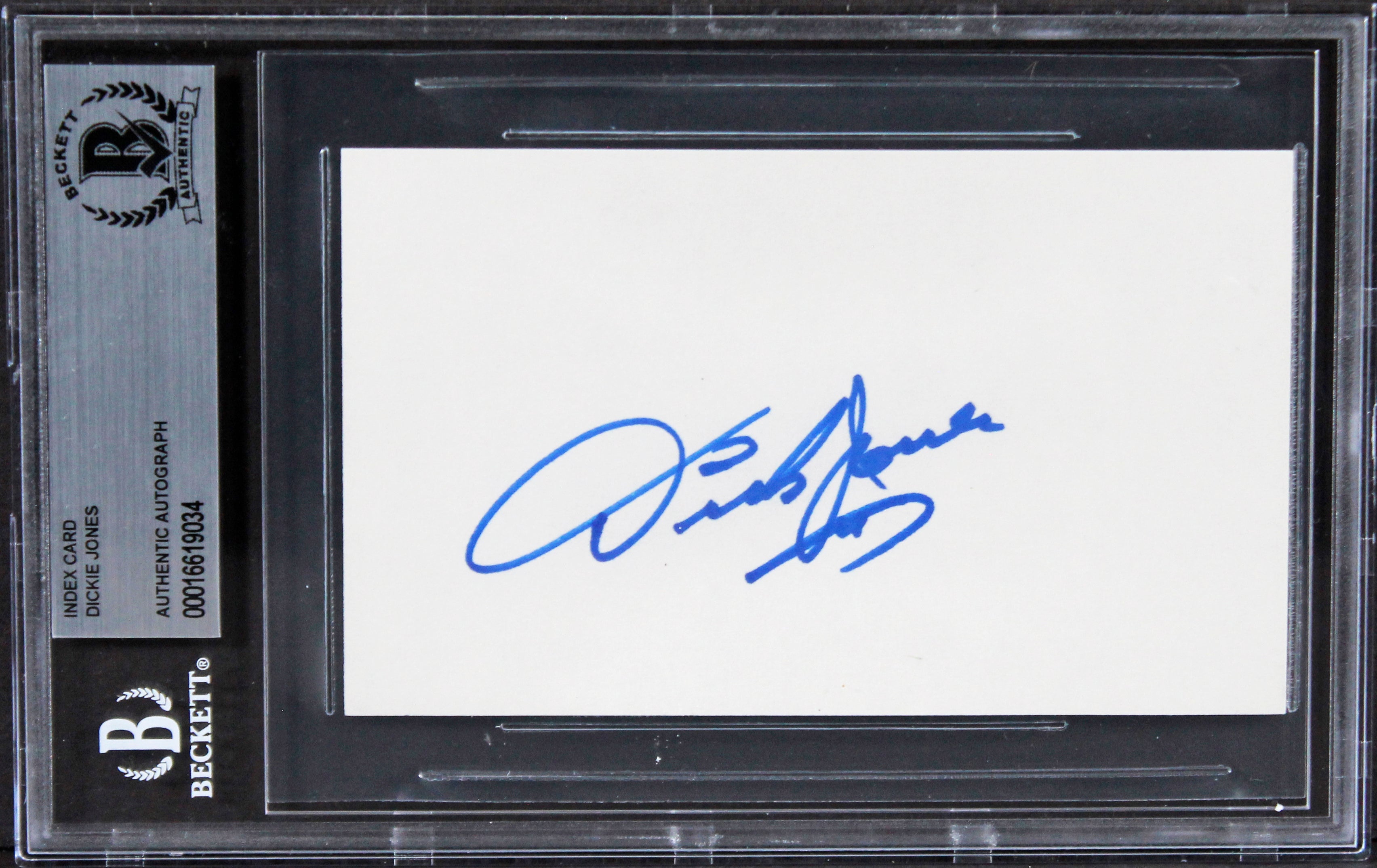 Dickie Jones Musician Authentic Signed 3x5 Index Card Autographed BAS Slabbed