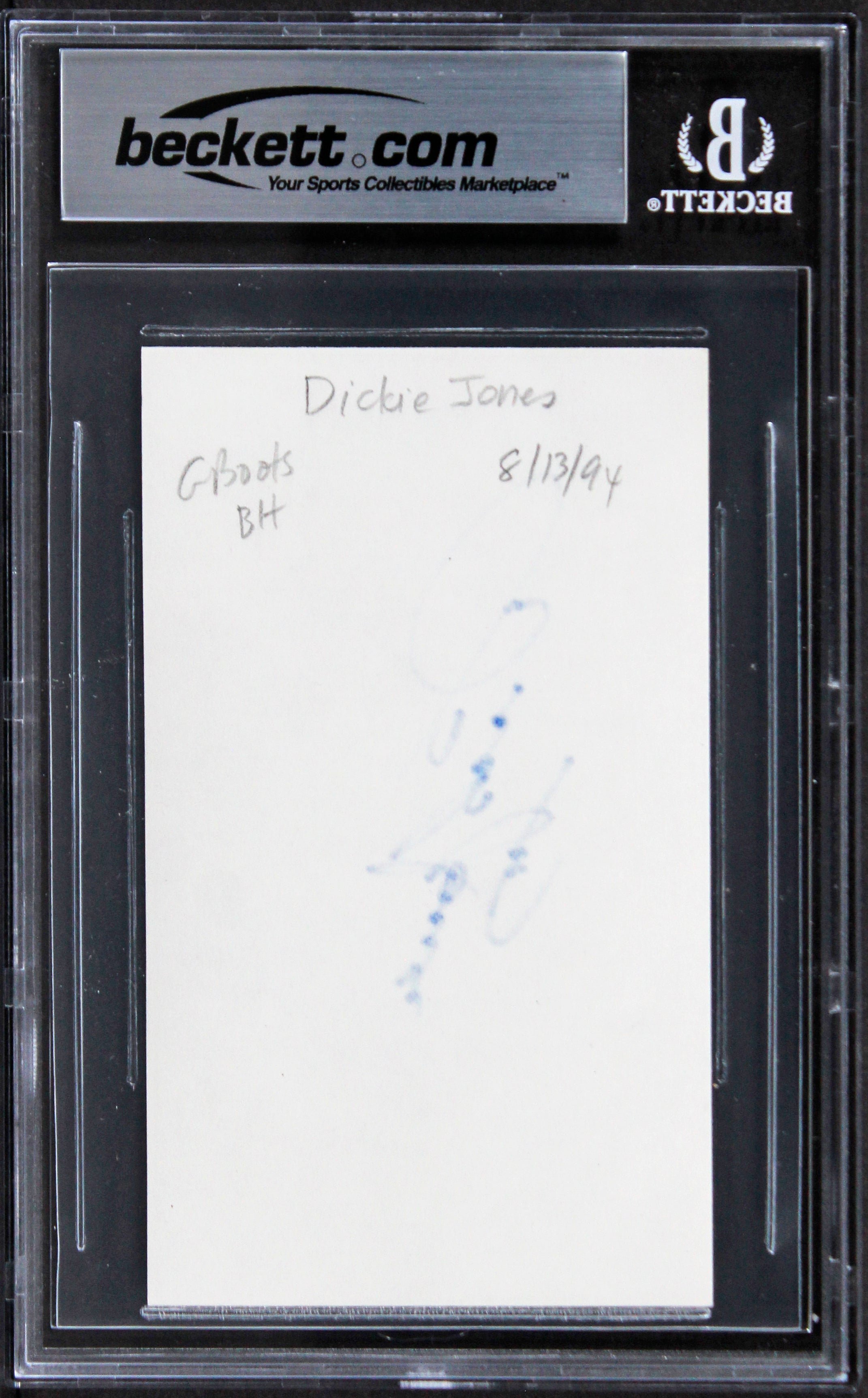 Dickie Jones Musician Authentic Signed 3x5 Index Card Autographed BAS Slabbed