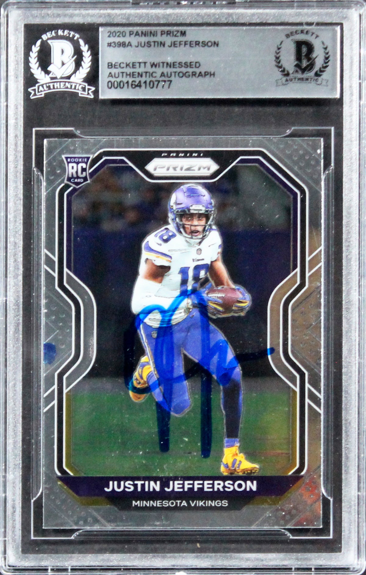Vikings Justin Jefferson Signed 2020 Panini Prizm #398A Rookie Card BAS Slab 2