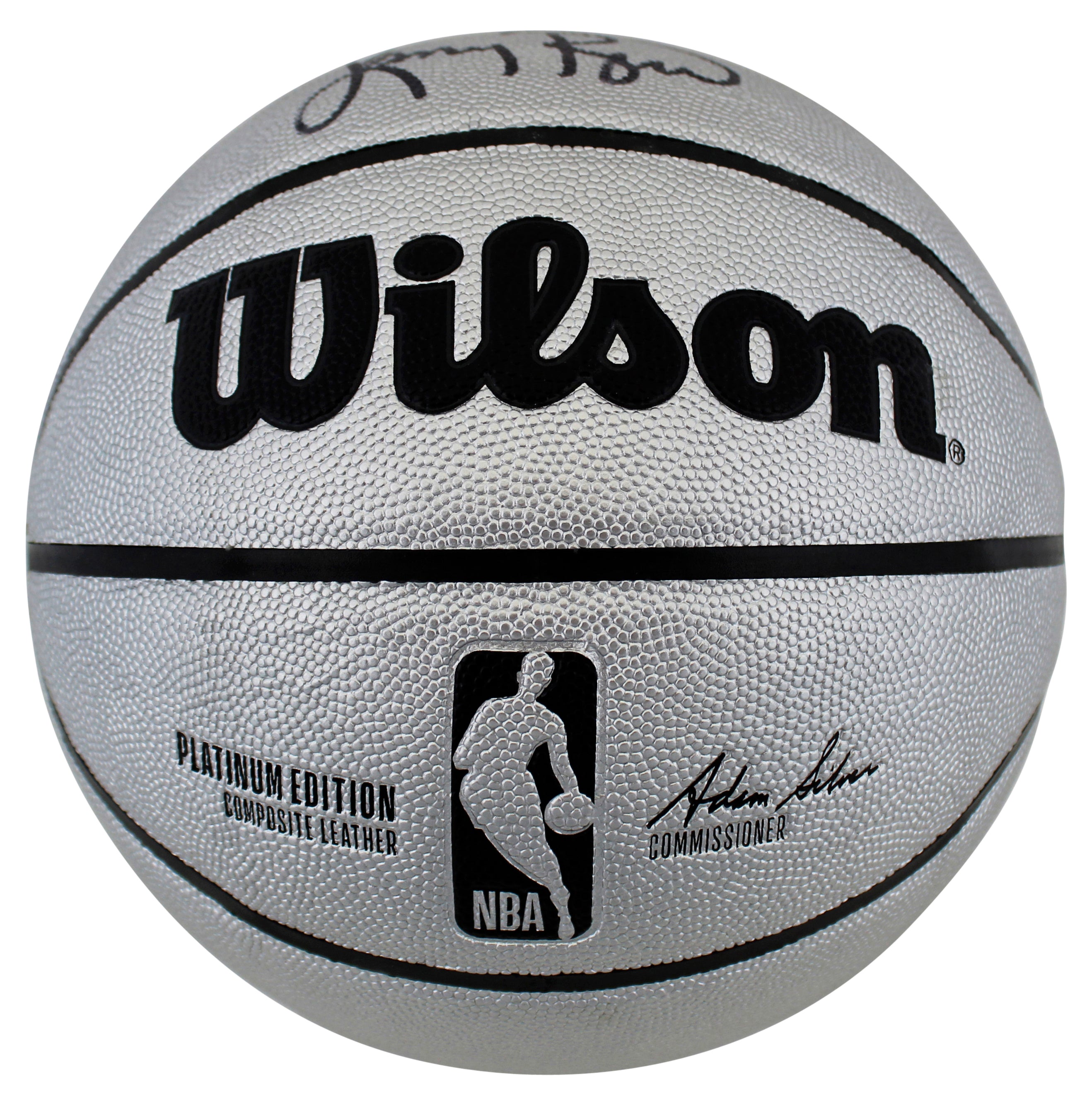 Magic Johnson & Larry Bird Signed Silver Wilson Basketball BAS Witnessed