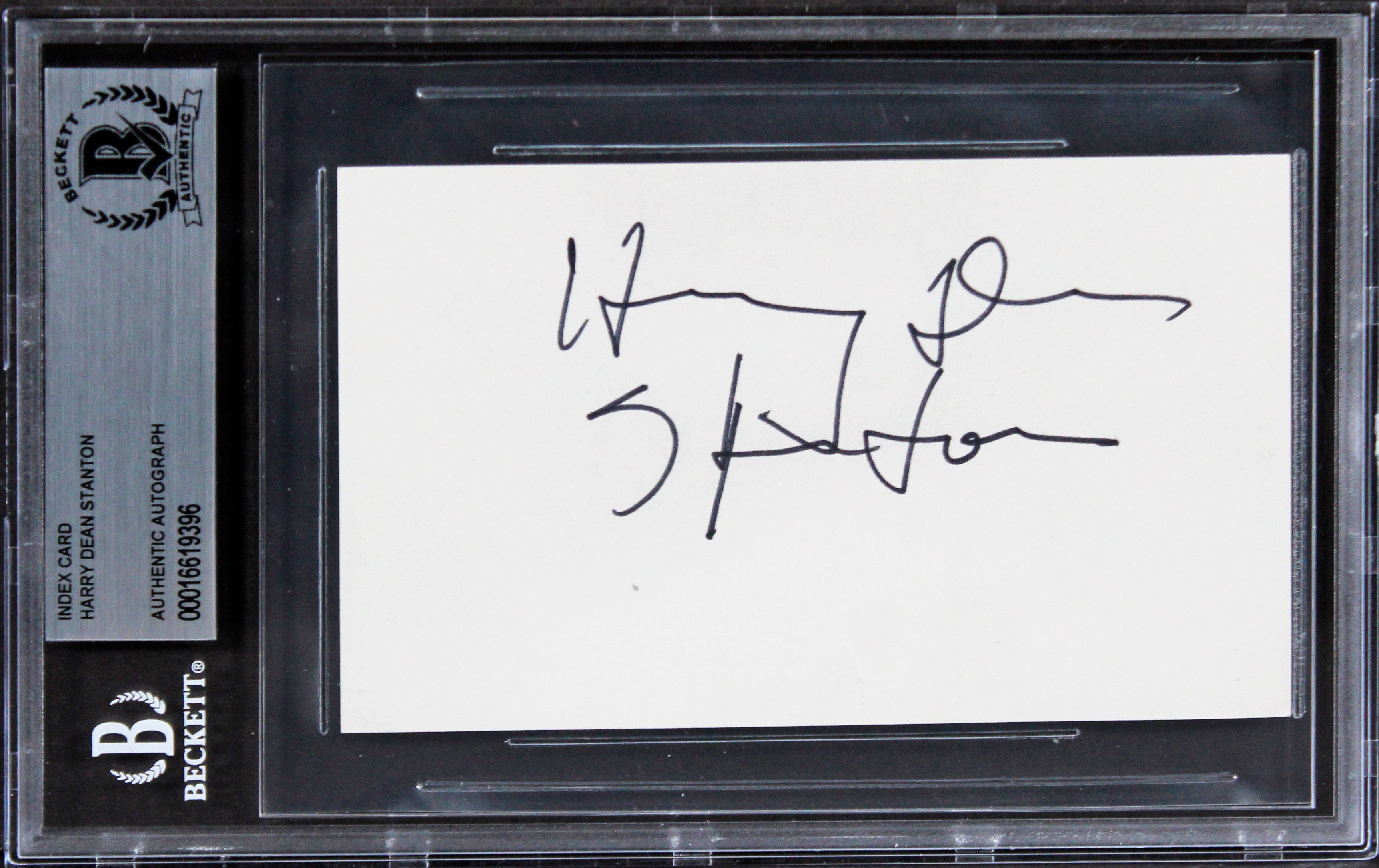 Harry Dean Stanton Alien Authentic Signed 3x5 Index Card BAS Slabbed 1