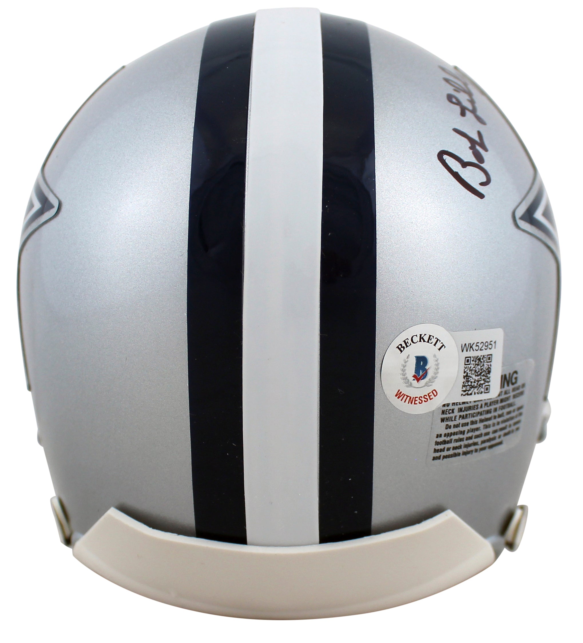 Cowboys Bob Lilly "HOF 80" Authentic Signed Silver Rep Mini Helmet BAS Witnessed