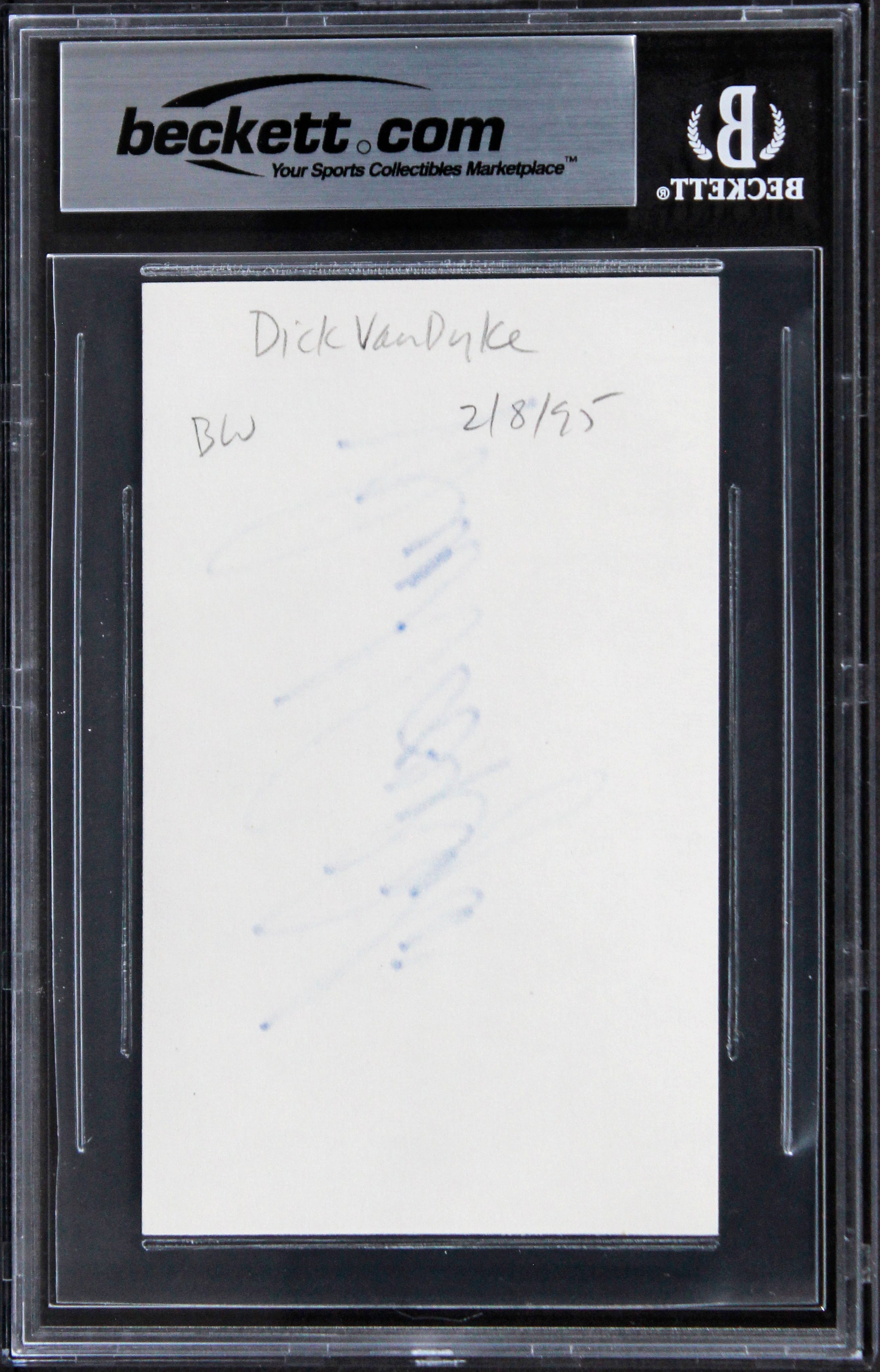Dick Van Dyke Mary Poppins Authentic Signed 3x5 Index Card BAS Slabbed 2