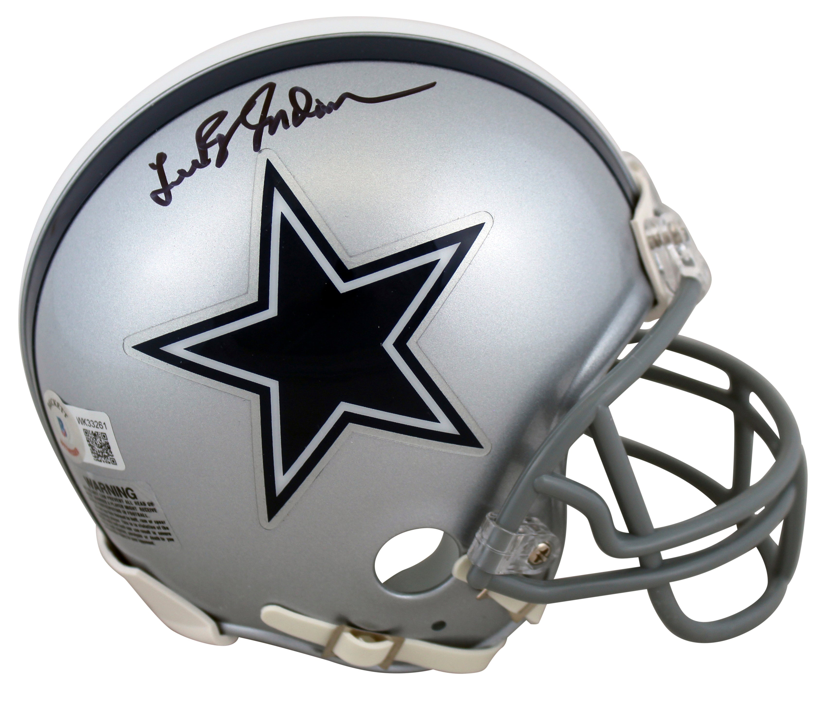 Cowboys Lee Roy Jordan Authentic Signed Silver Rep Mini Helmet BAS Witnessed
