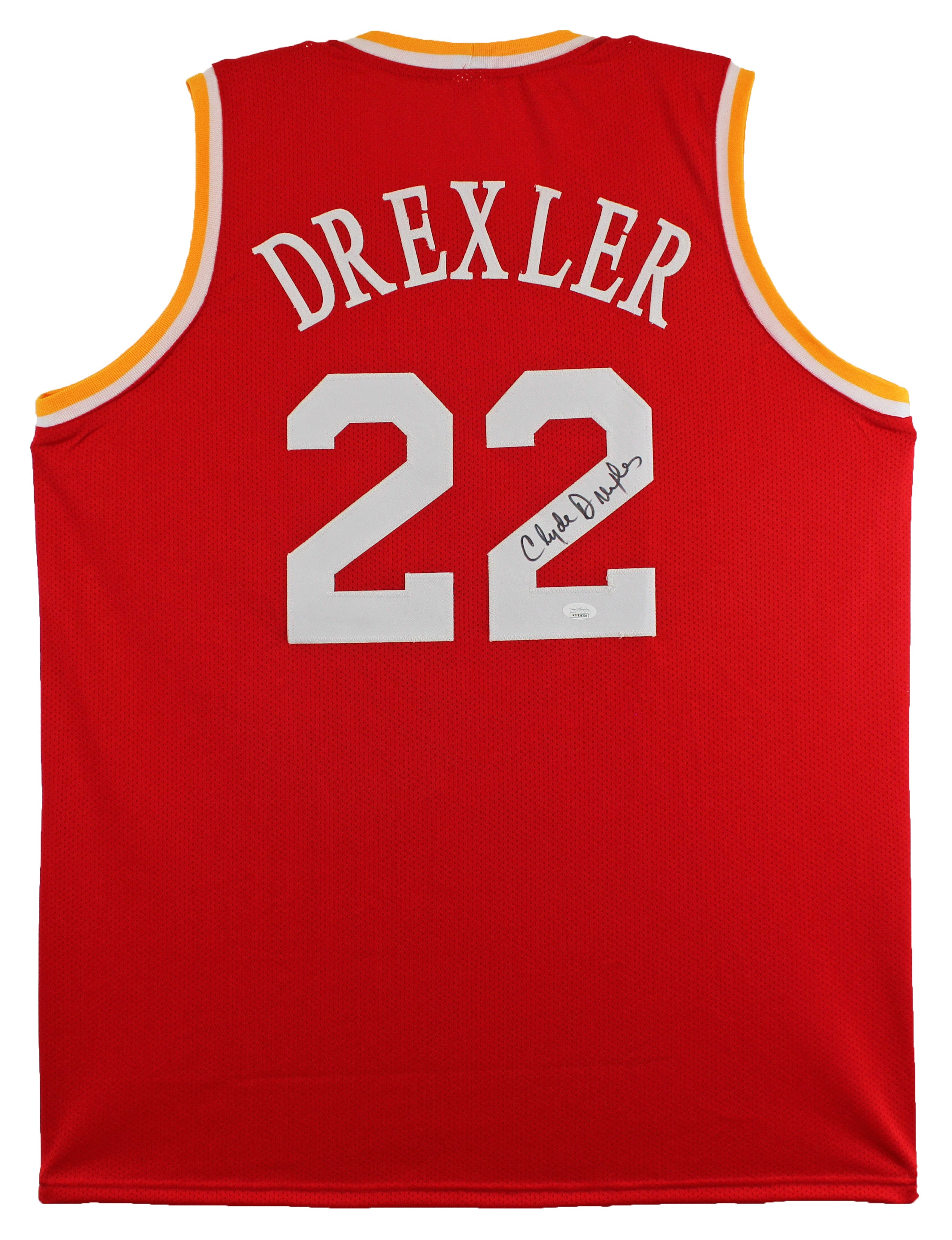 Clyde Drexler Authentic Signed Red Pro Style Jersey Autographed JSA Witnessed