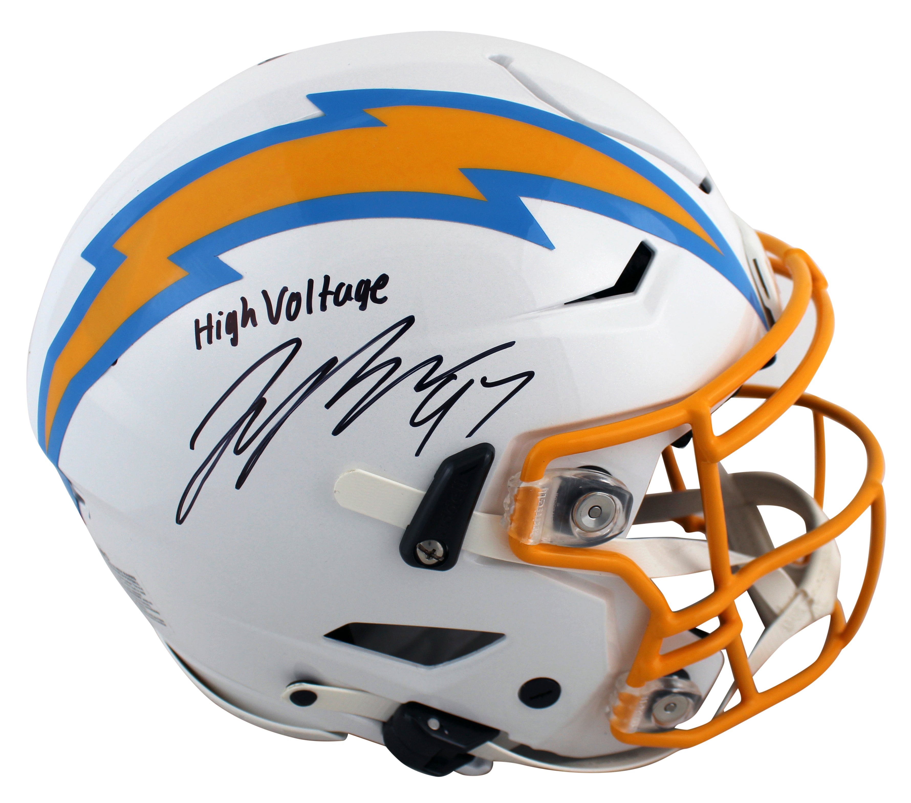 Chargers Joey Bosa "High Voltage" Signed Speed Flex Full Size Helmet BAS Witness