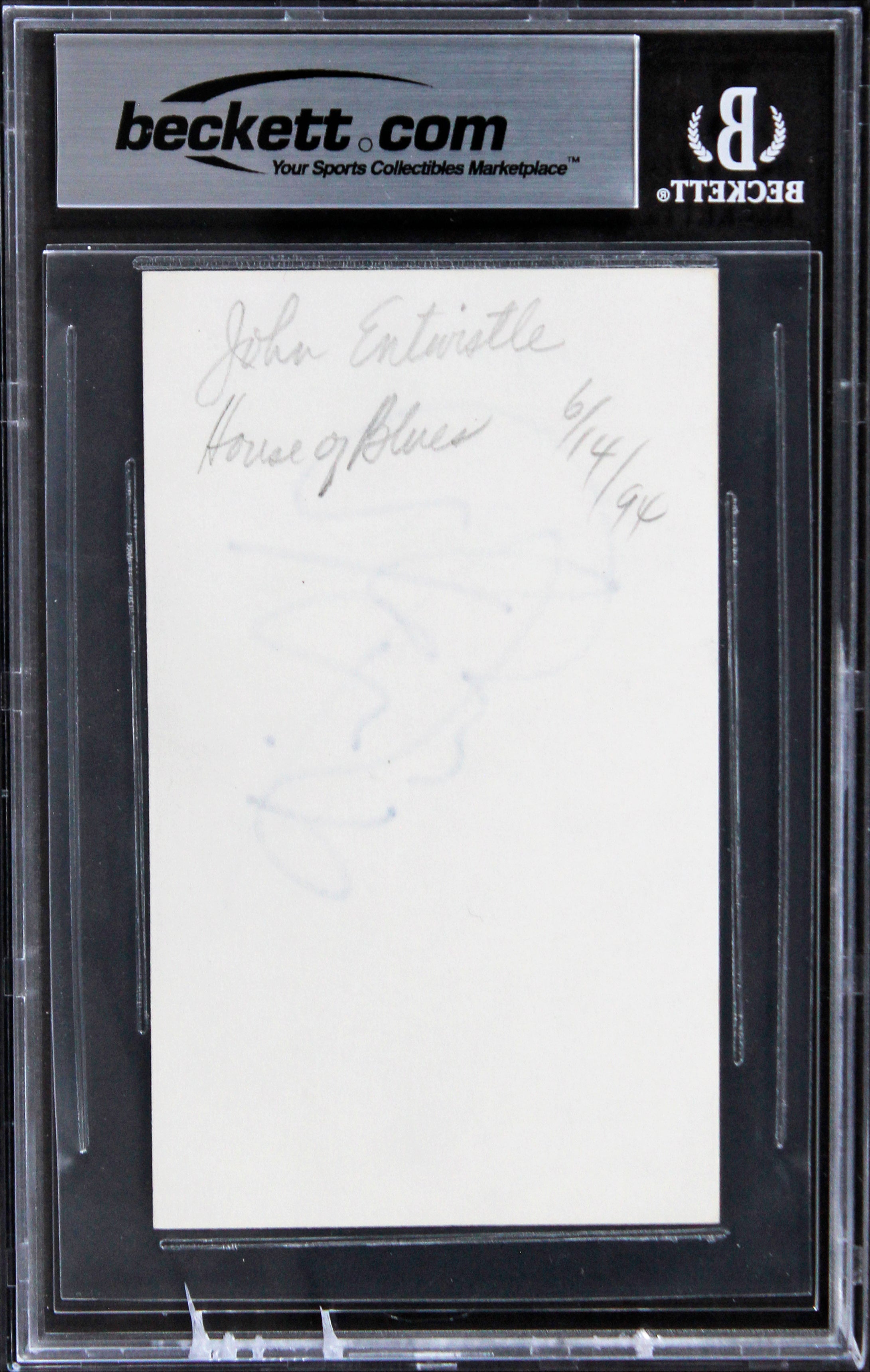 John Entwistle The Who Authentic Signed 3x5 Index Card Autographed BAS Slabbed 2