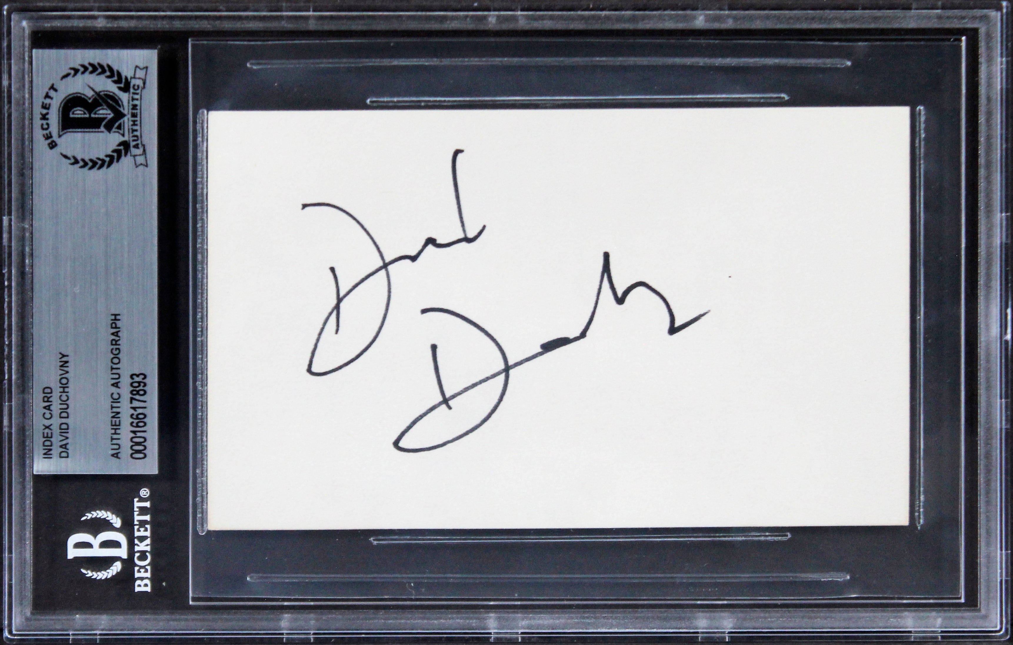 David Duchovny The X-Files Authentic Signed 3x5 Index Card BAS Slabbed 1