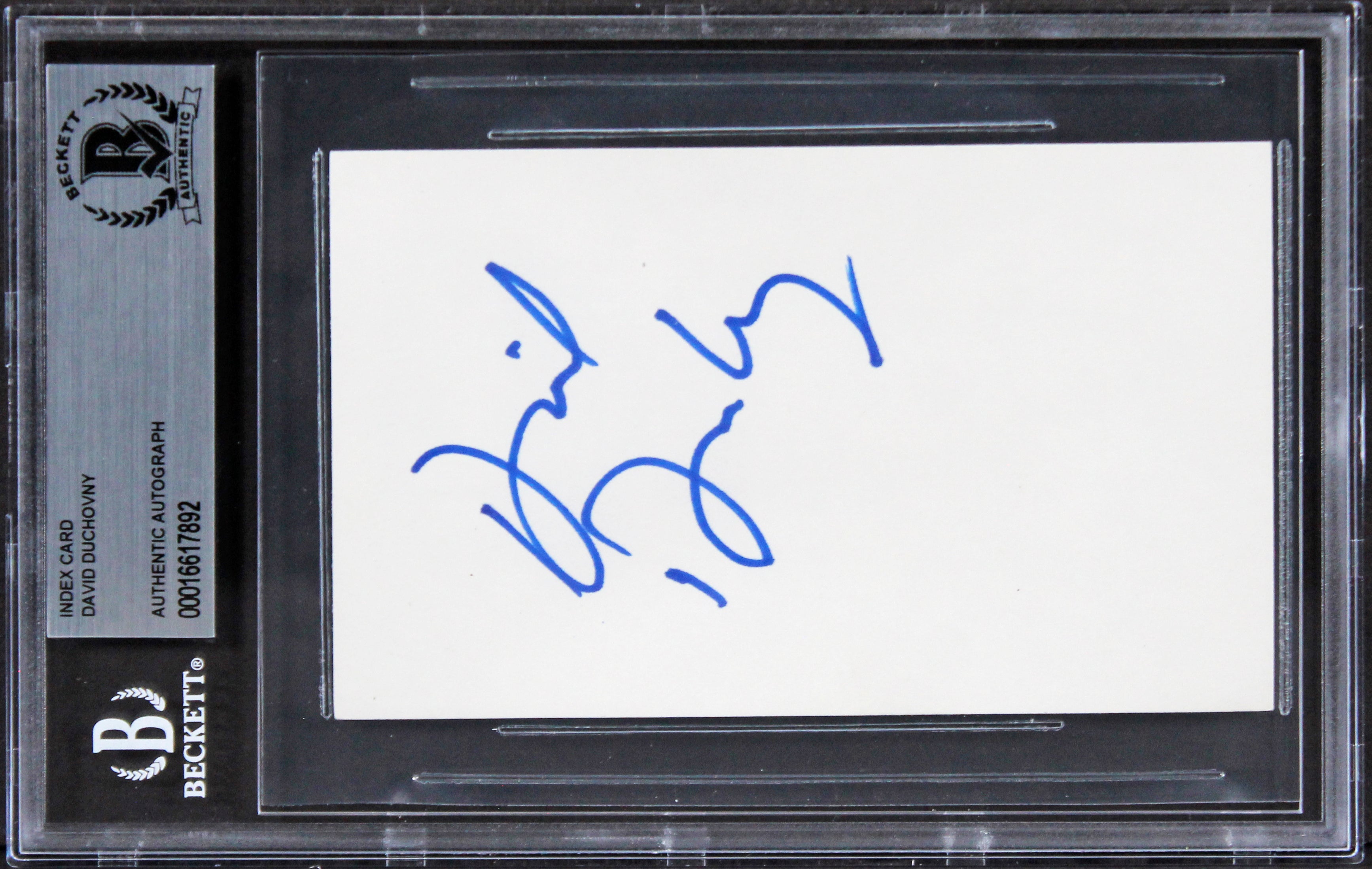 David Duchovny The X-Files Authentic Signed 3x5 Index Card BAS Slabbed 2