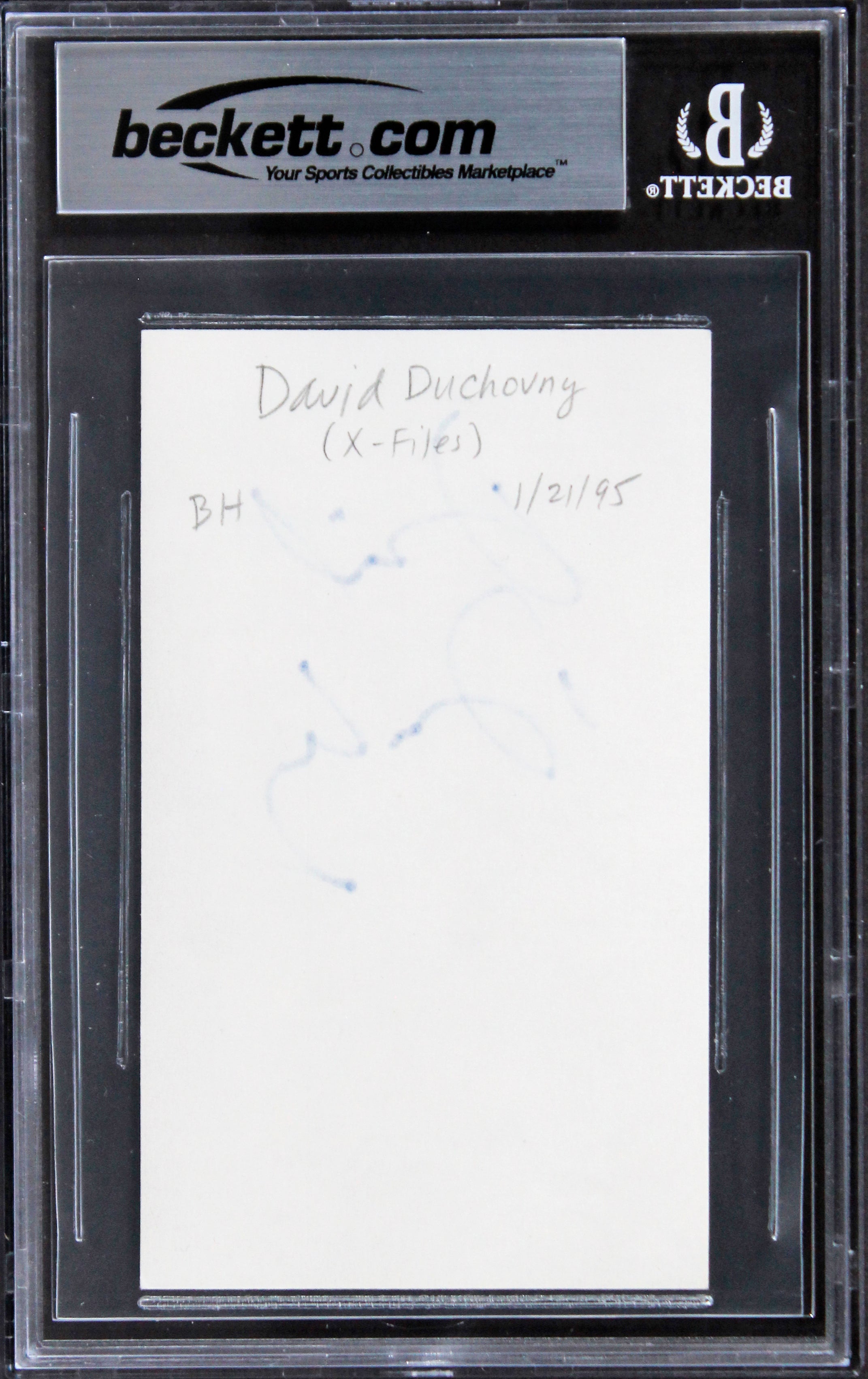 David Duchovny The X-Files Authentic Signed 3x5 Index Card BAS Slabbed 2