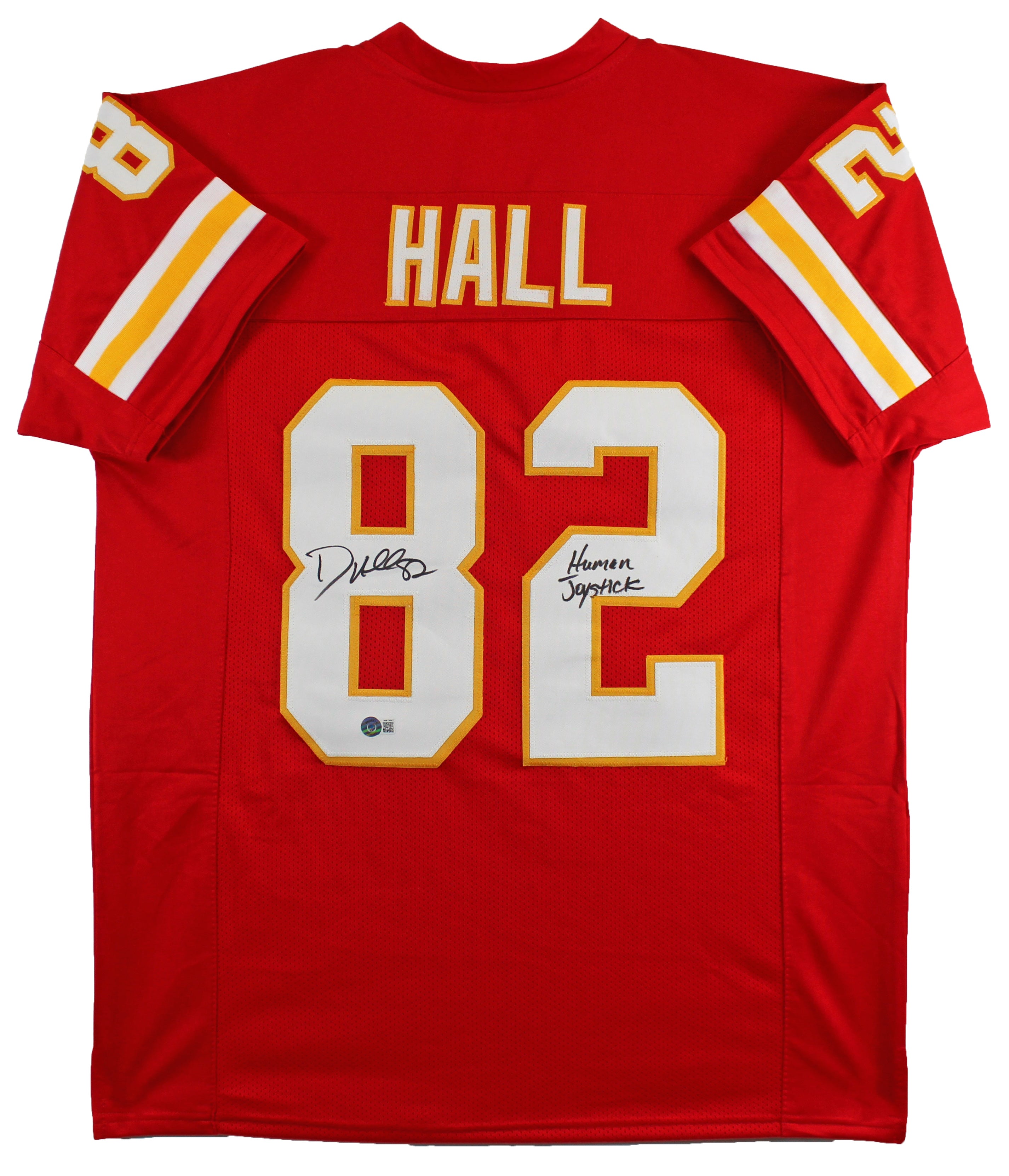 Dante Hall "Human Joystick" Authentic Signed Red Pro Style Jersey BAS Witnessed