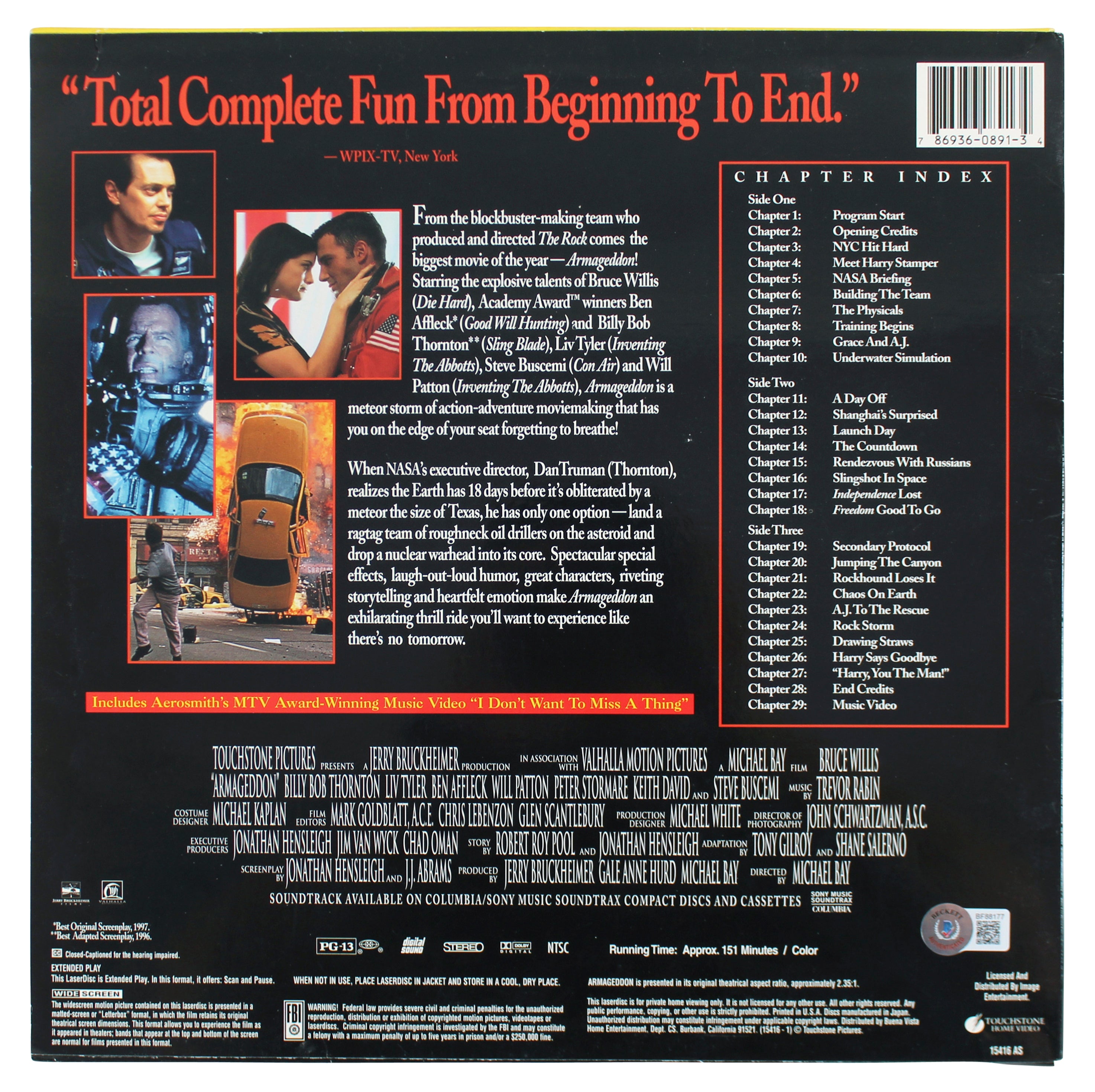 Bruce Willis Armageddon Authentic Signed Laserdisc Cover w/out Disc BAS #BF88177