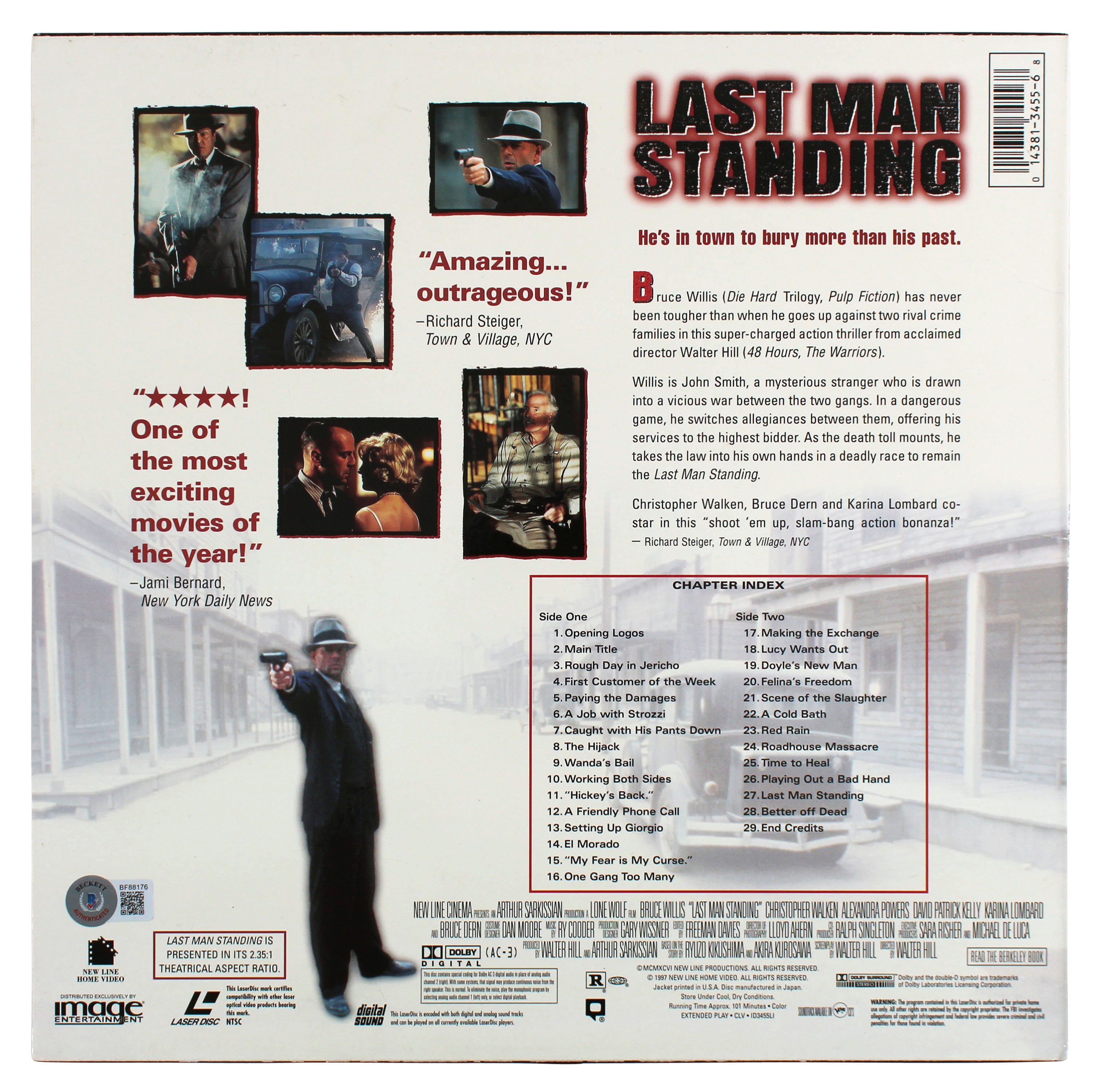 Bruce Willis Last Man Standing Authentic Signed Laserdisc Cover BAS #BF88176