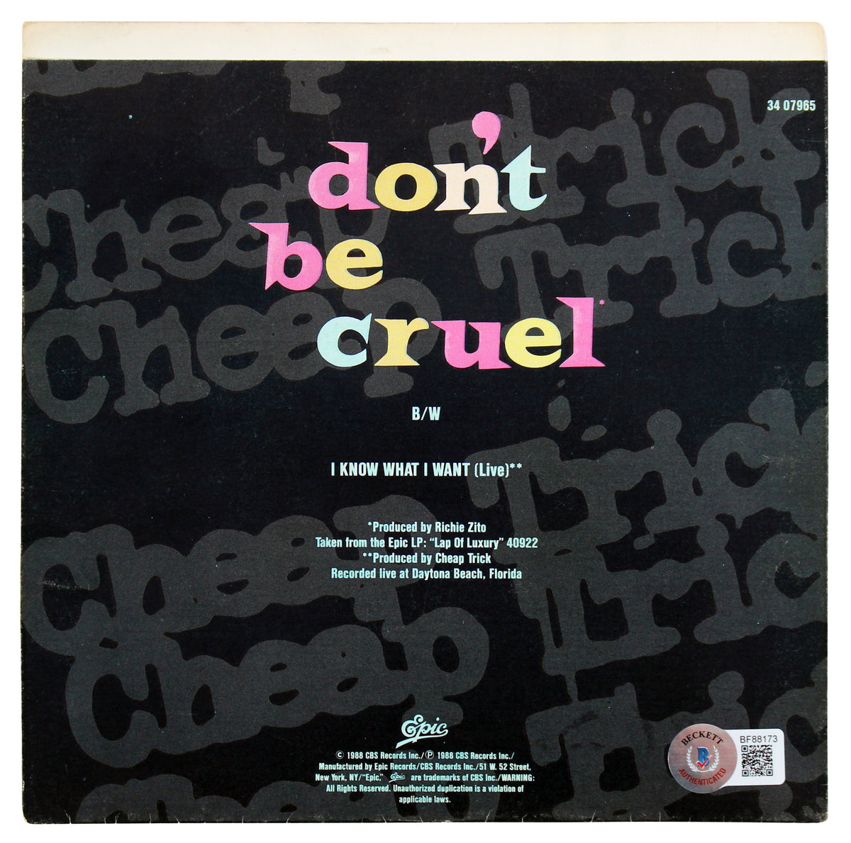 Zander & Tom Petersson Signed Don't Be Cruel 45 RPM Album Cover BAS #BF88173