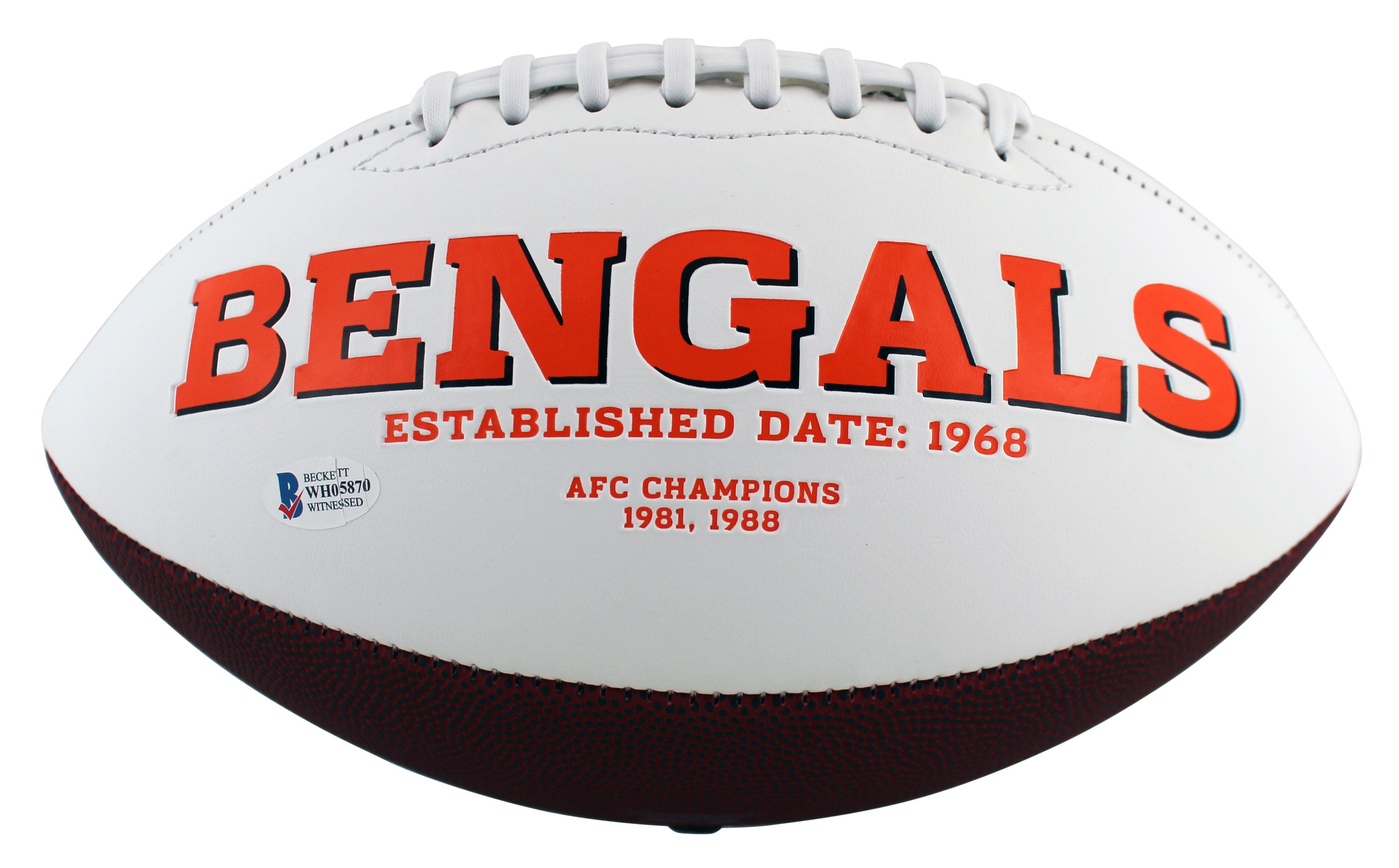 Bengals Tee Higgins Authentic Signed White Panel Logo Football BAS Witnessed