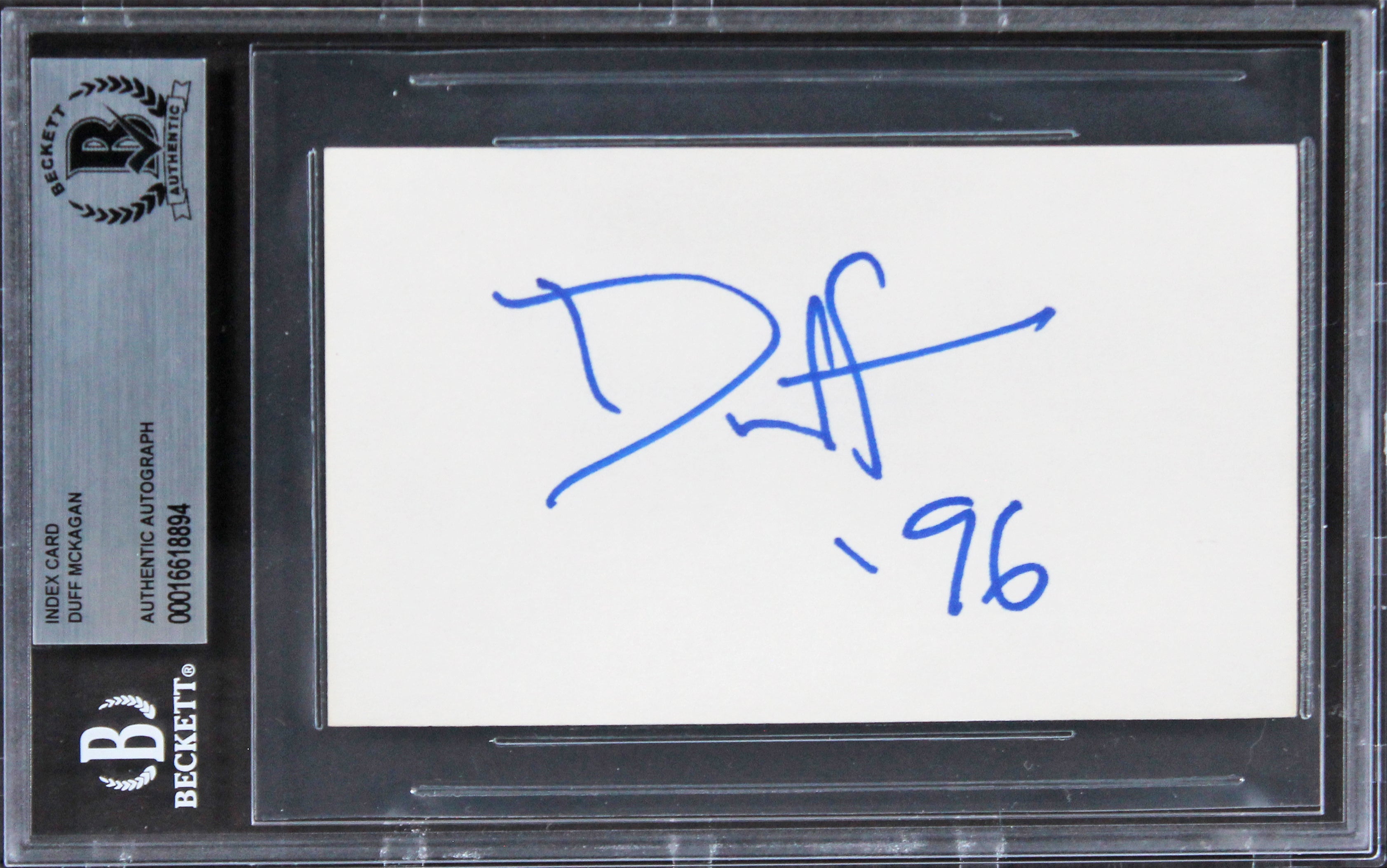 Duff McKagan Guns N' Roses "96" Authentic Signed 3x5 Index Card BAS Slabbed