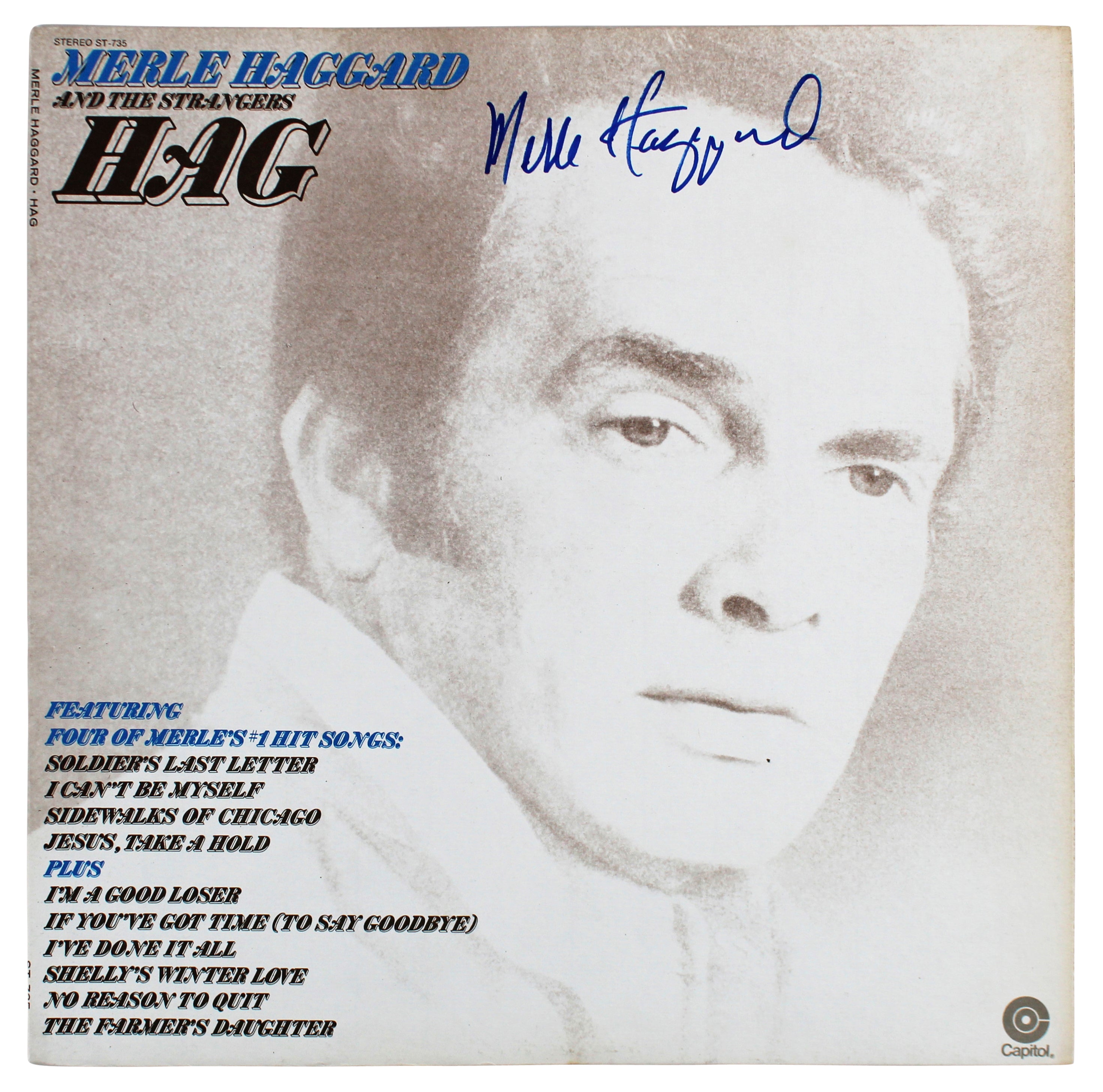 Merle Haggard Authentic Signed HAG Album Cover Autographed BAS #BF88170