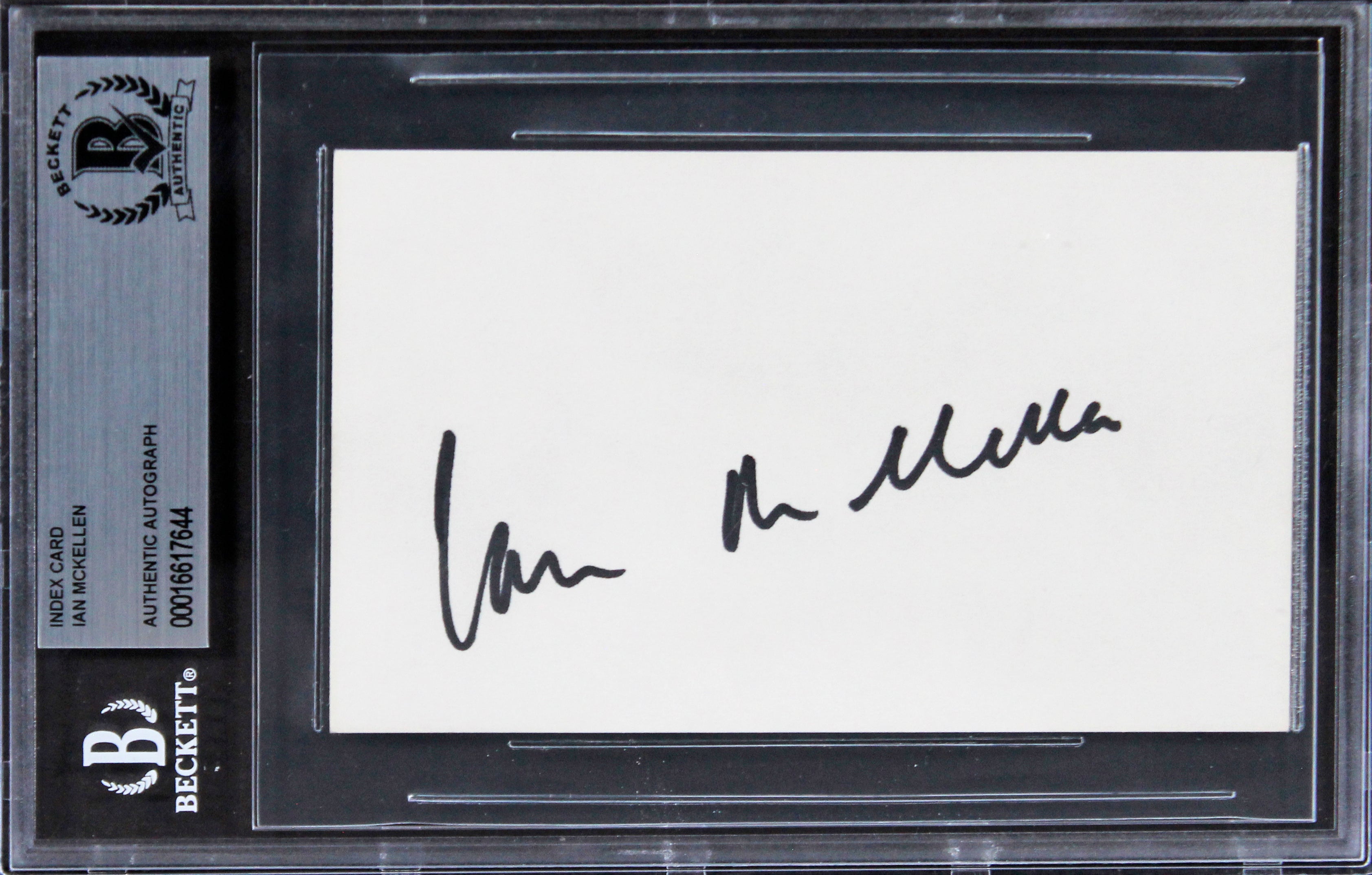 Ian McKellen Lord of the Rings Authentic Signed 3x5 Index Card BAS Slabbed 4