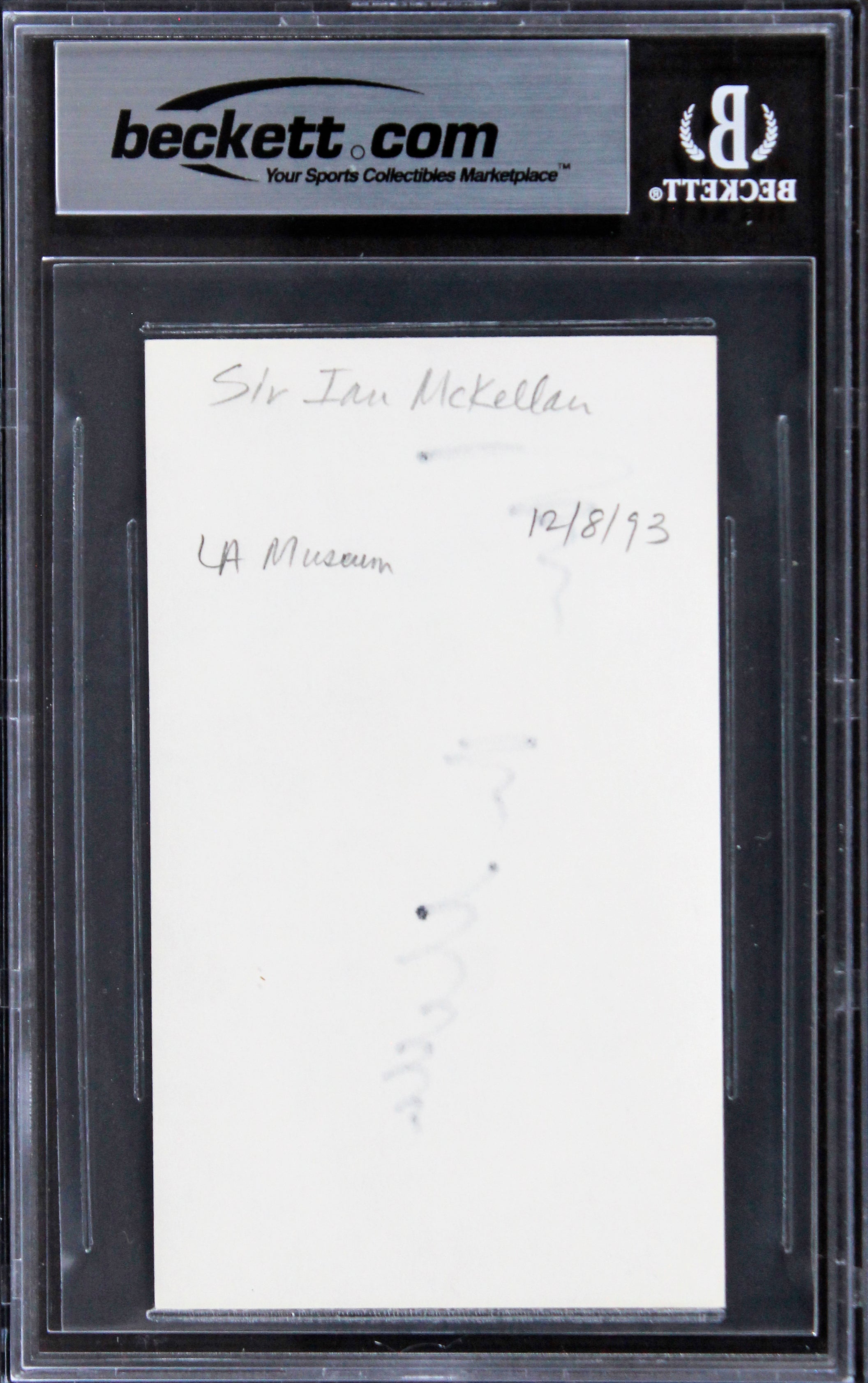 Ian McKellen Lord of the Rings Authentic Signed 3x5 Index Card BAS Slabbed 4