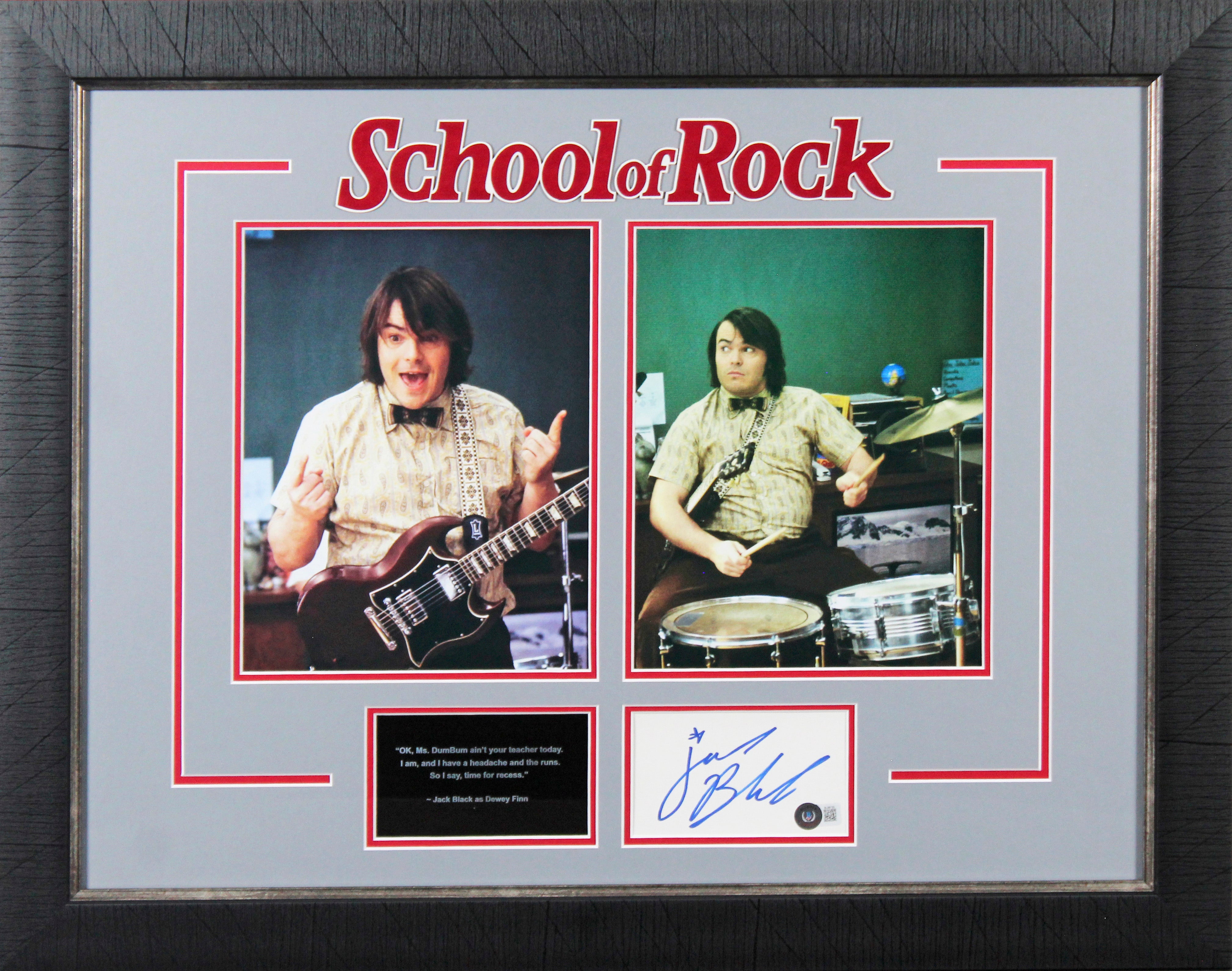 Jack Black School of Rock Signed 3x5 Index Card Framed Display BAS #BL98120