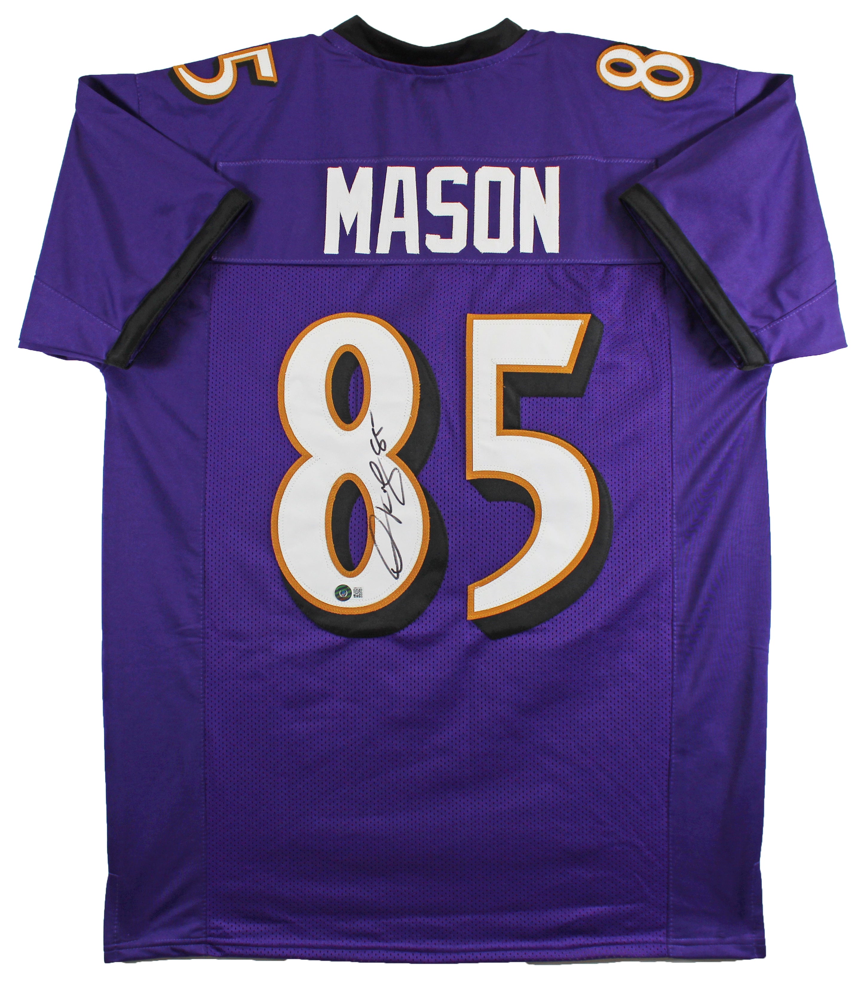 Derrick Mason Authentic Signed Purple Pro Style Jersey Autographed BAS Witnessed
