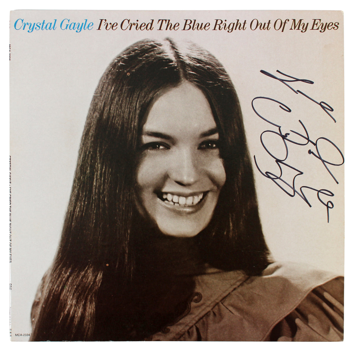 Crystal Gayle Signed I've Cried The Blue Right Out Of My Eyes Album Cover BAS