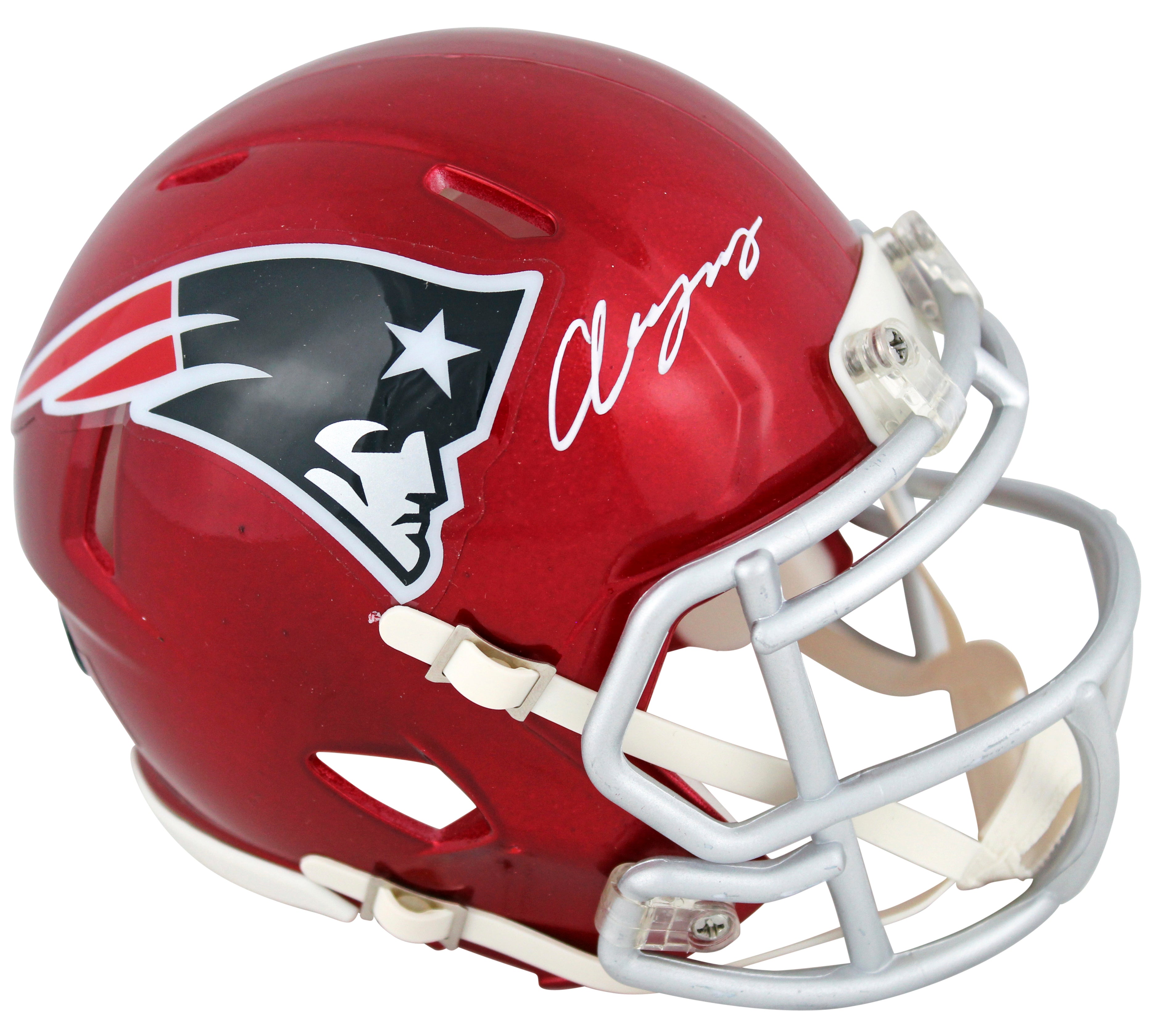 Patriots Christian Gonzalez Authentic Signed Flash Speed Mini Helmet BAS Witness