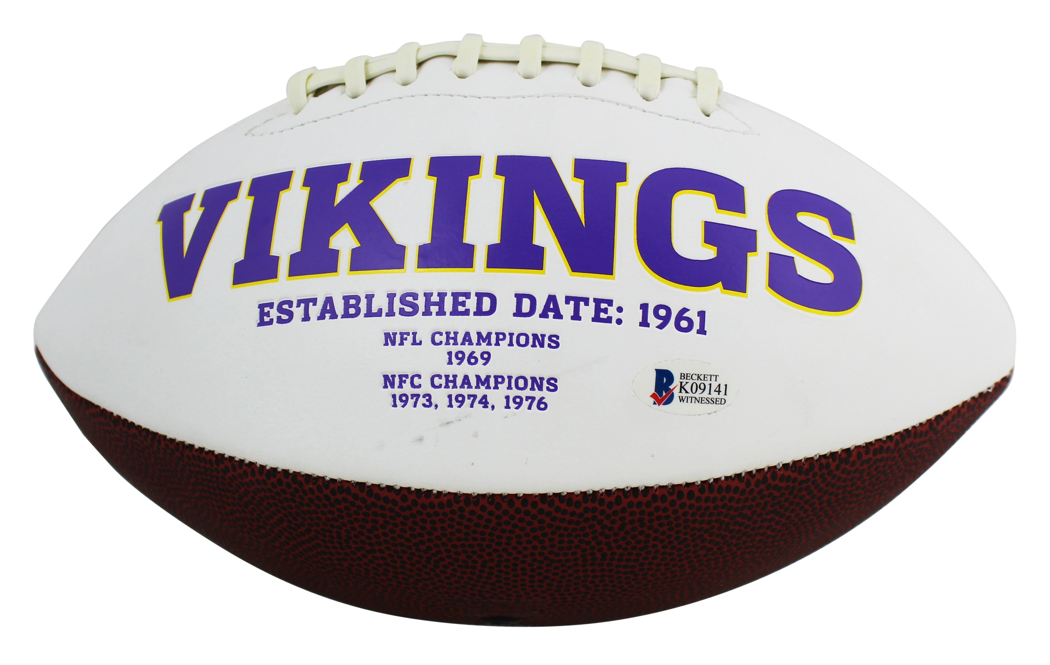 Vikings Jared Allen Authentic Signed White Panel Logo Football BAS Witnessed