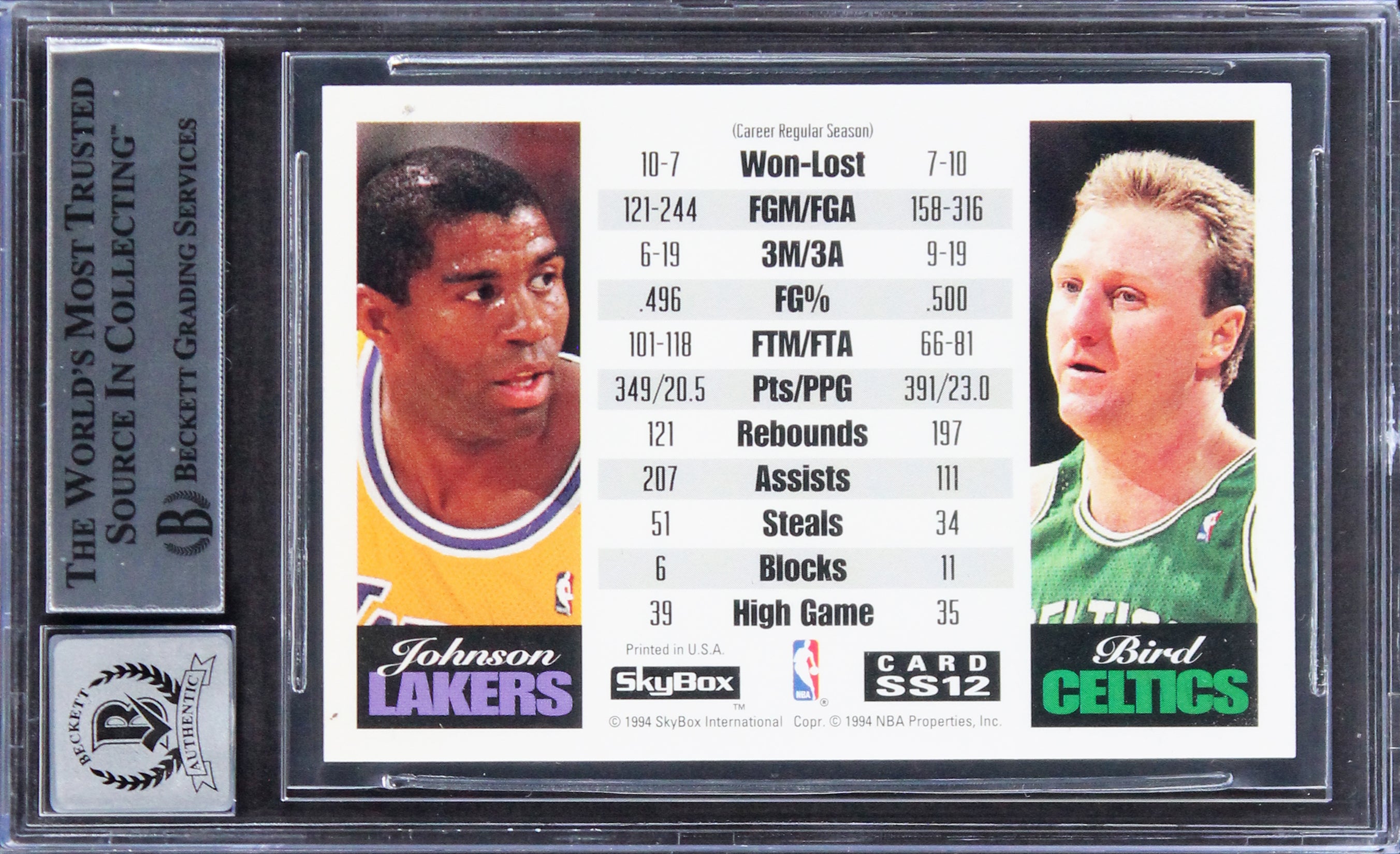 Lakers Magic Johnson Signed 1993 Skybox Premium SS #SS12 Card Auto 10! BAS Slab
