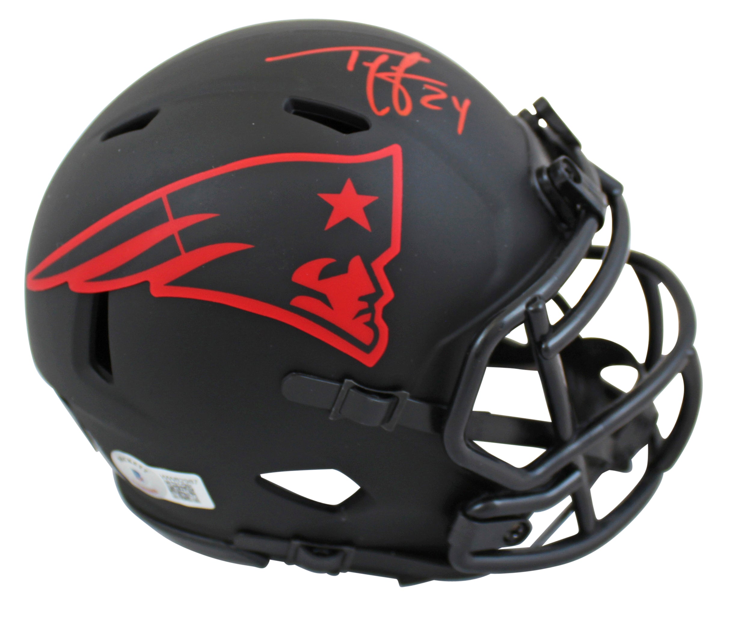Patriots Ty Law Authentic Signed Eclipse Speed Mini Helmet w/ Red Sig BAS Wit