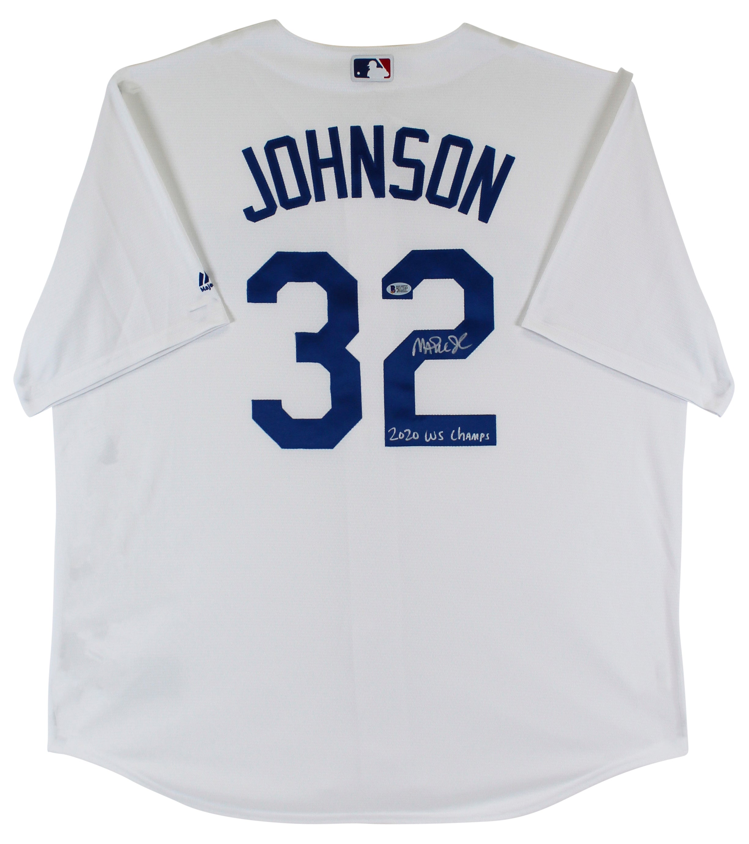 Dodgers Magic Johnson "2020 WS Champs" Signed White Majestic Coolbase Jersey BAS