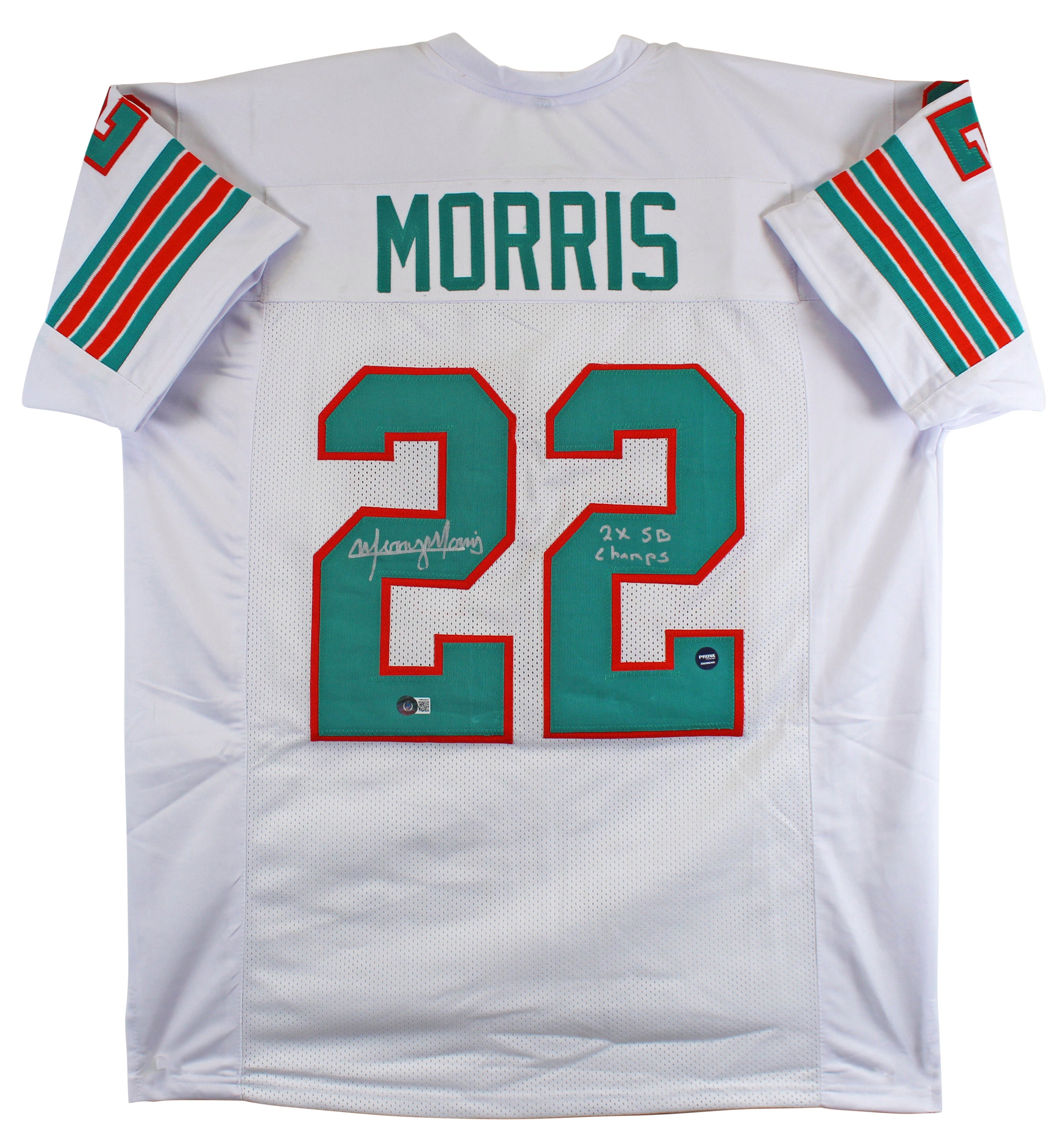 Mercury Morris 2x SB Champ Authentic Signed White Pro Style Jersey BAS Witness