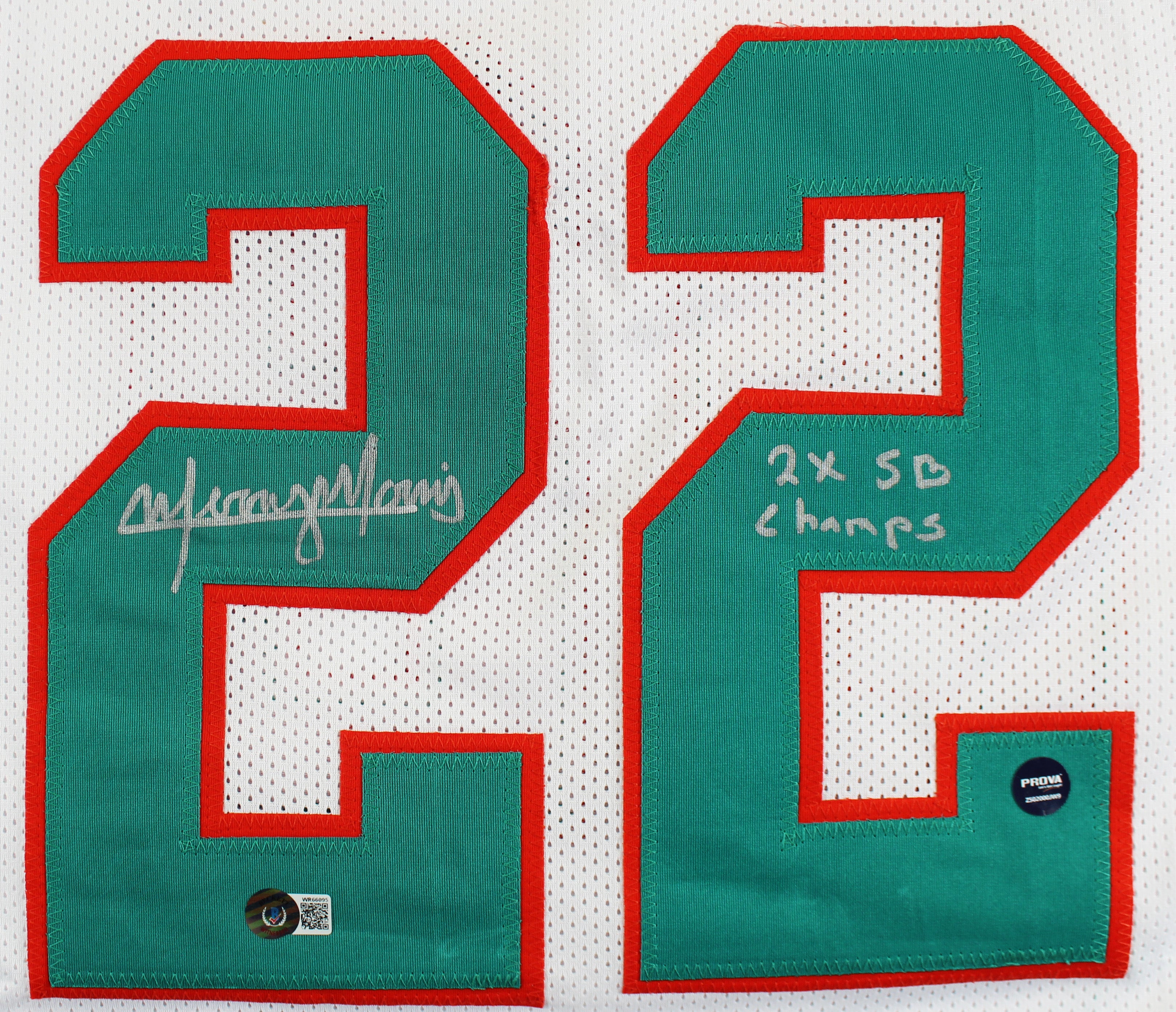 Mercury Morris 2x SB Champ Authentic Signed White Pro Style Jersey BAS Witness