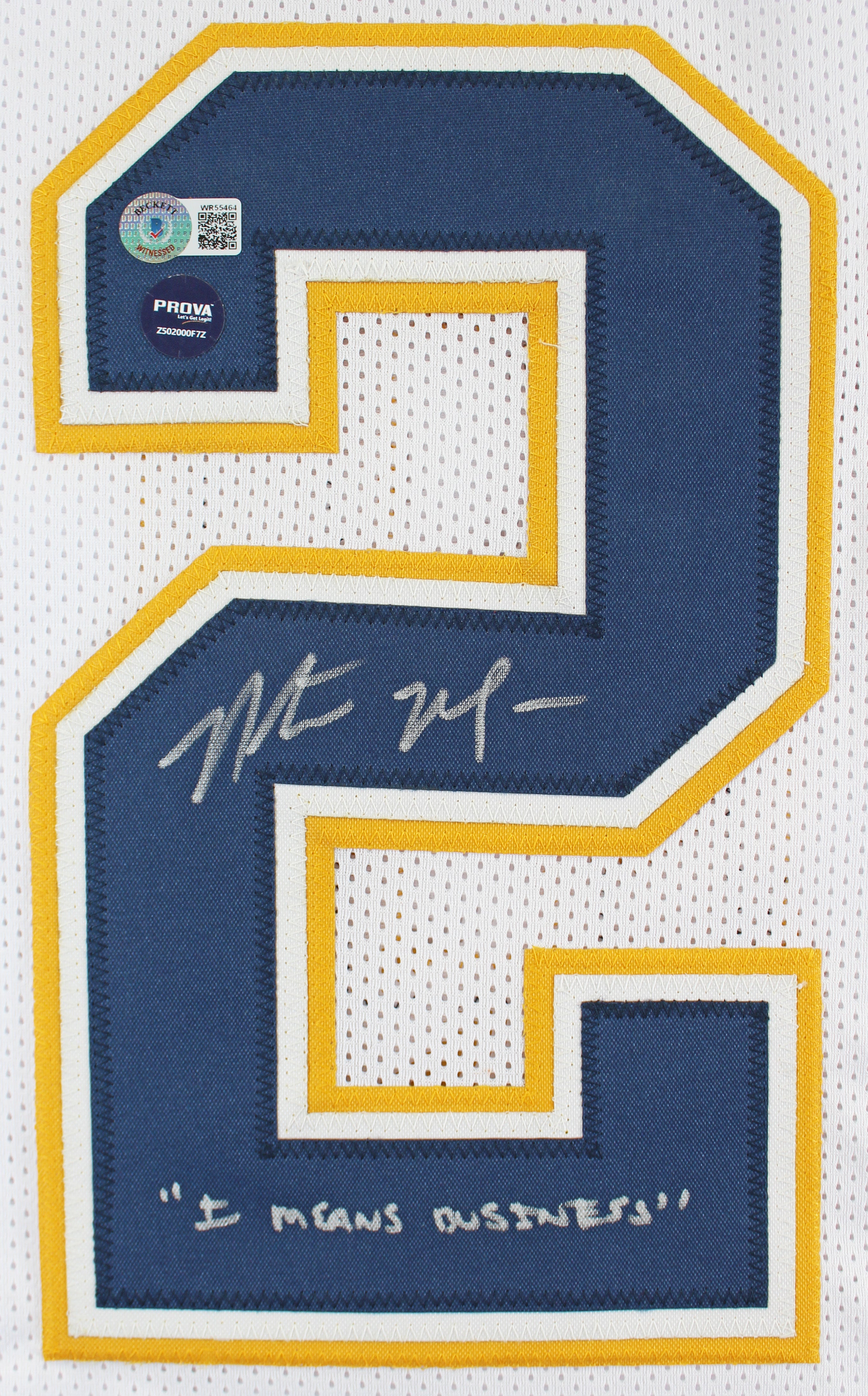 Natrone Means "I Means Business" Signed White Pro Style Jersey BAS Witnessed