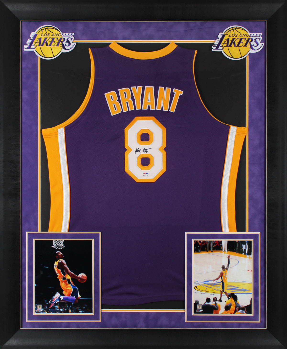 Lakers Kobe Bryant Signed Purple M&N 2000-01 HWC Framed Jersey PSA #B11464