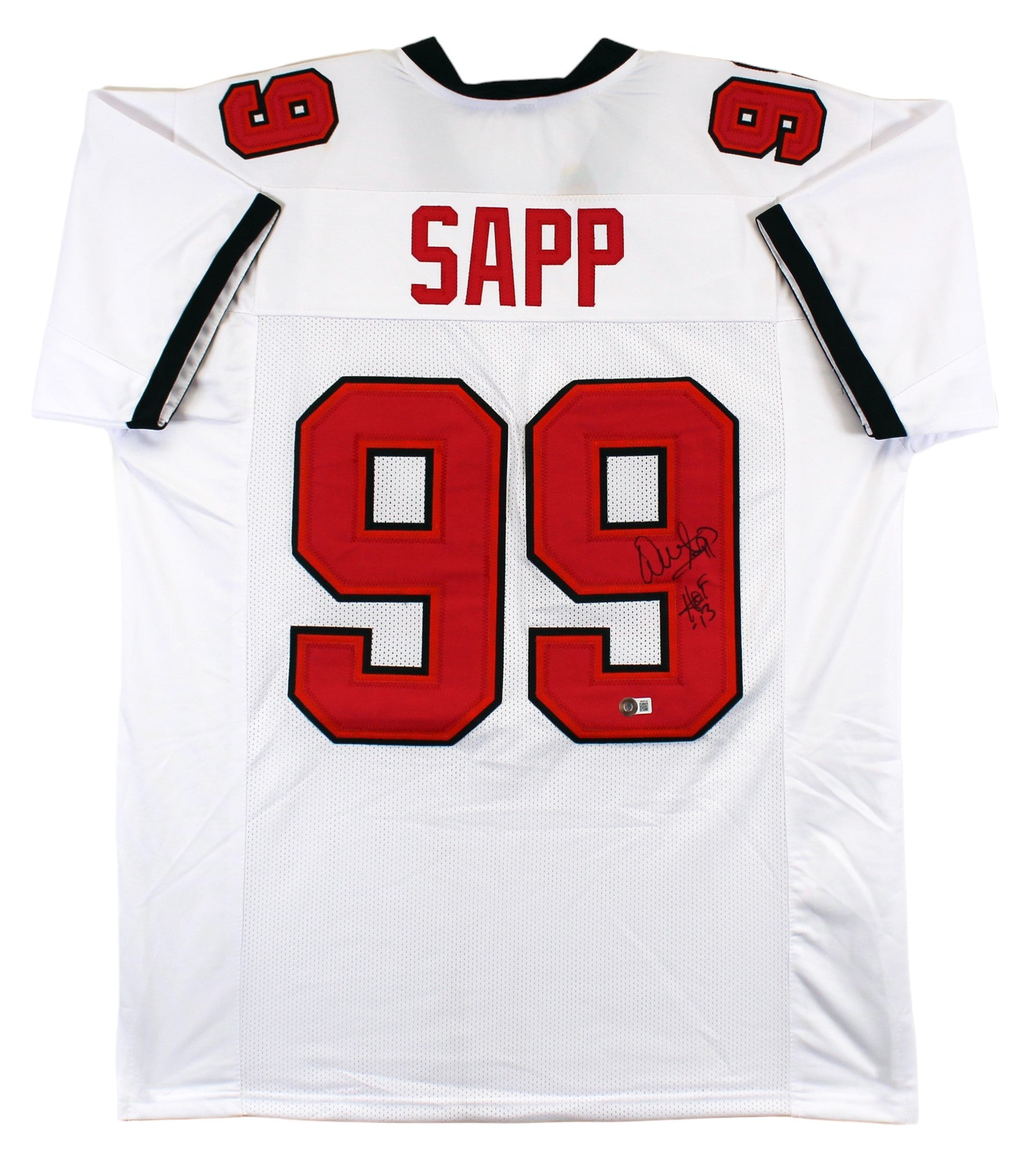 Warren Sapp "HOF 13" Authentic Signed White Pro Style Jersey BAS Witnessed