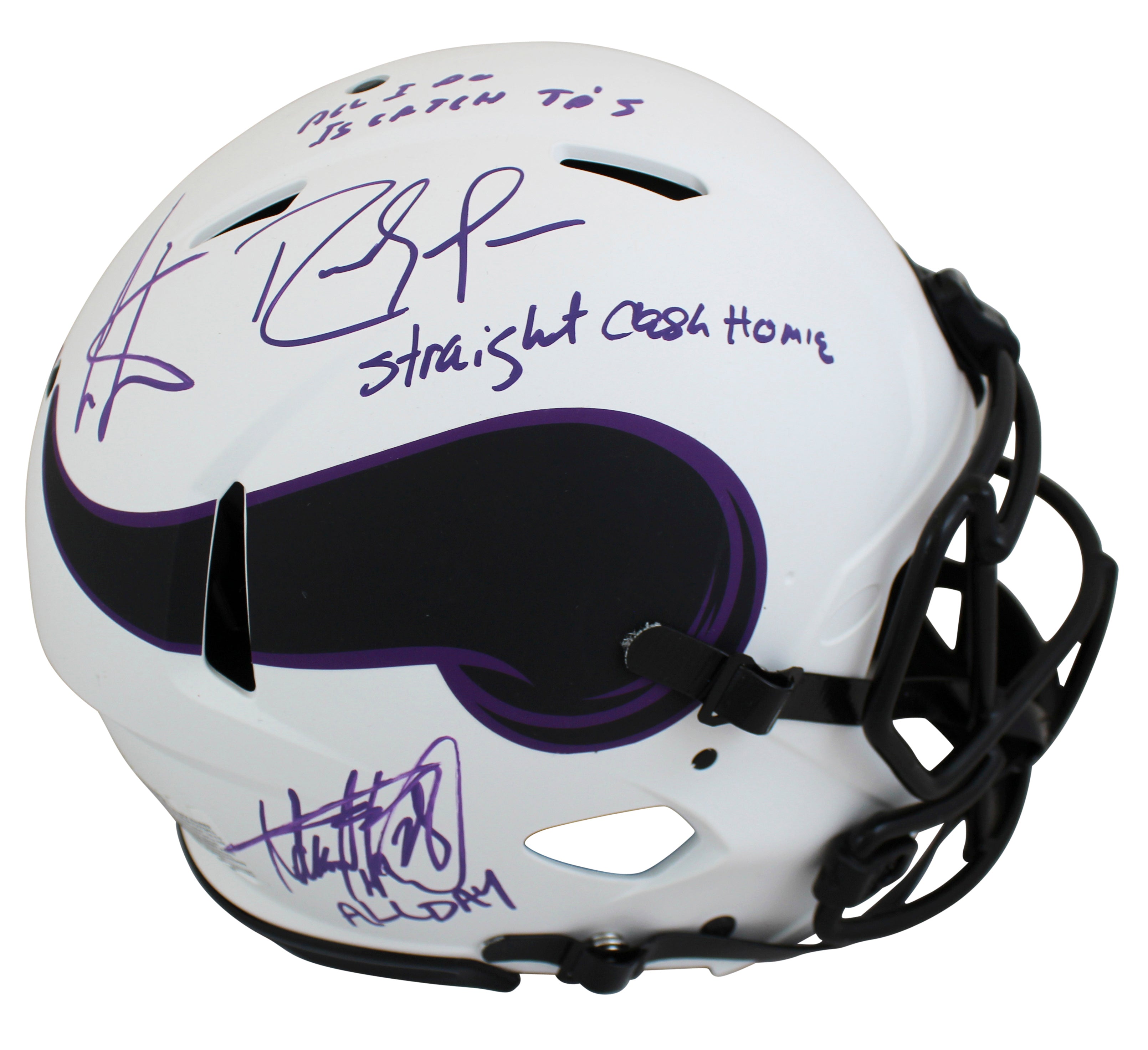 Vikings (3) Moss, Carter & Peterson Signed Lunar F/S Speed Proline Helmet BAS