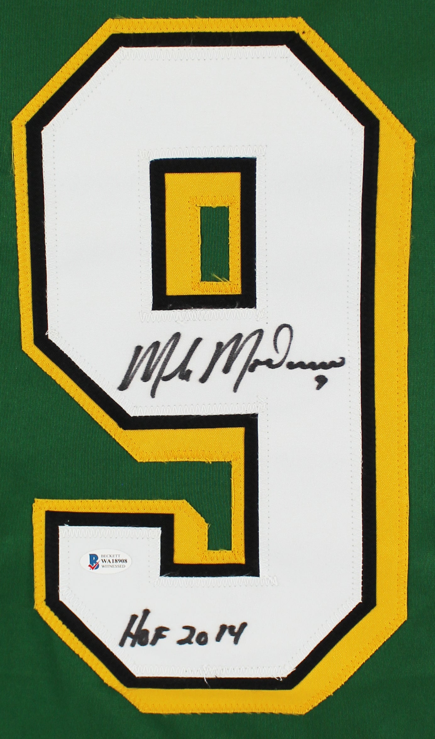 Mike Modano "HOF 14" Authentic Signed Green Pro Style Jersey Autographed BAS Wit
