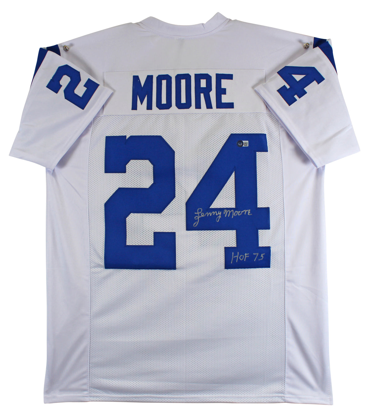 Lenny Moore "HOF 75" Authentic Signed White Pro Style Jersey Autographed BAS Wit