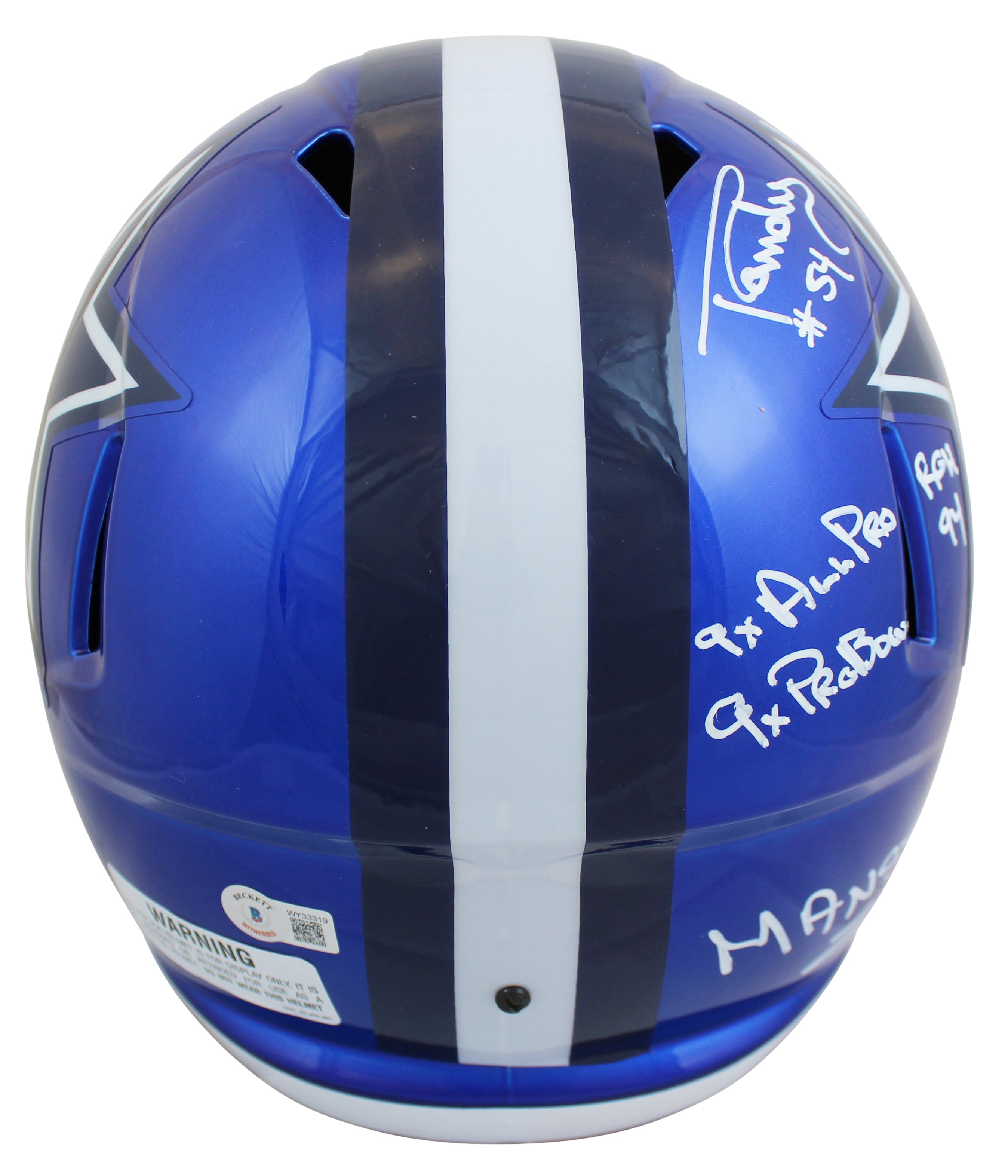 Cowboys Randy White "7x Stat" Signed Flash Full Size Speed Rep Helmet BAS Wit