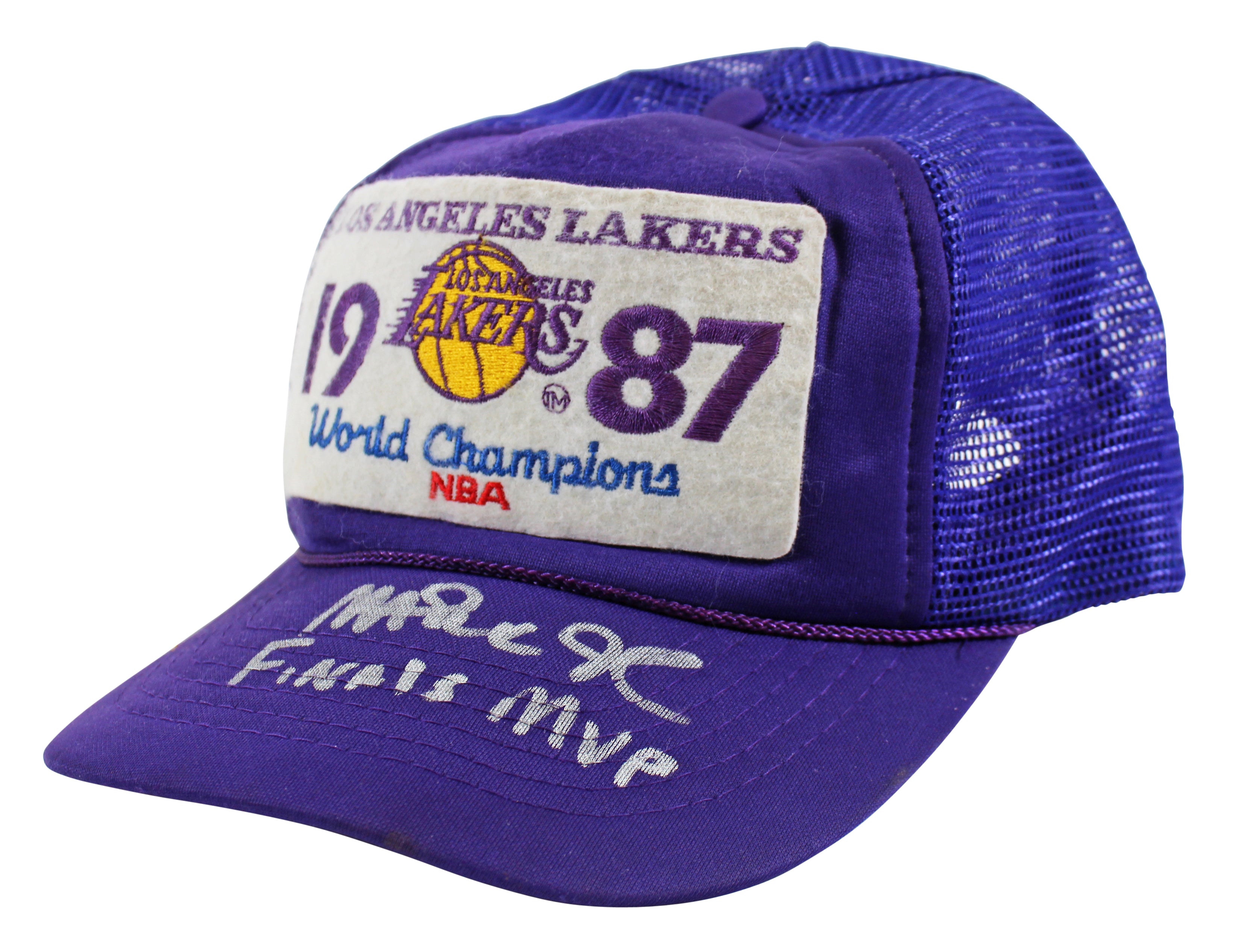 Lakers Magic Johnson "Finals MVP" Signed 1987 Vintage Trucker Hat BAS #MJ19891