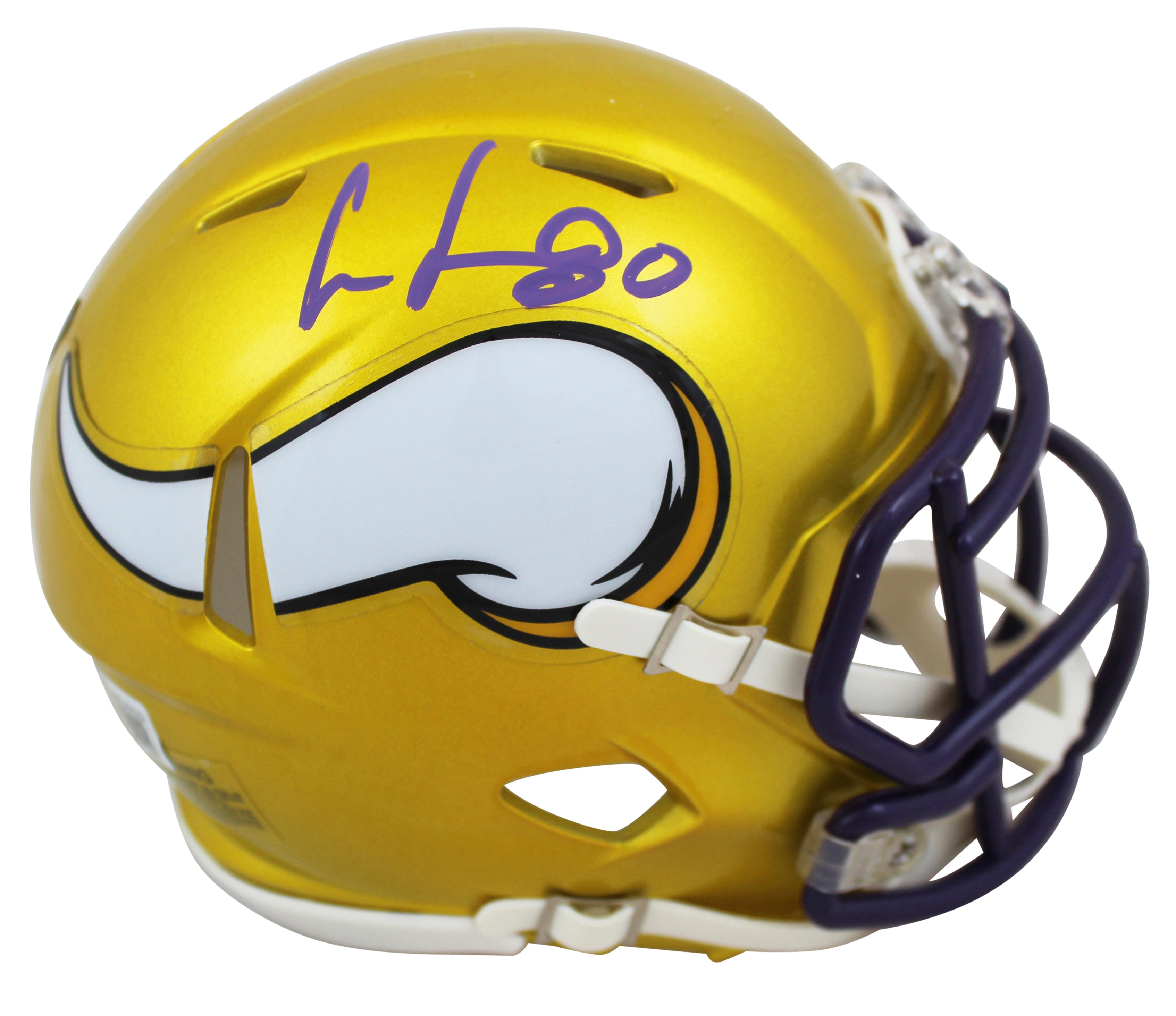 Vikings Cris Carter Authentic Signed Flash Speed Mini Helmet BAS Witnessed