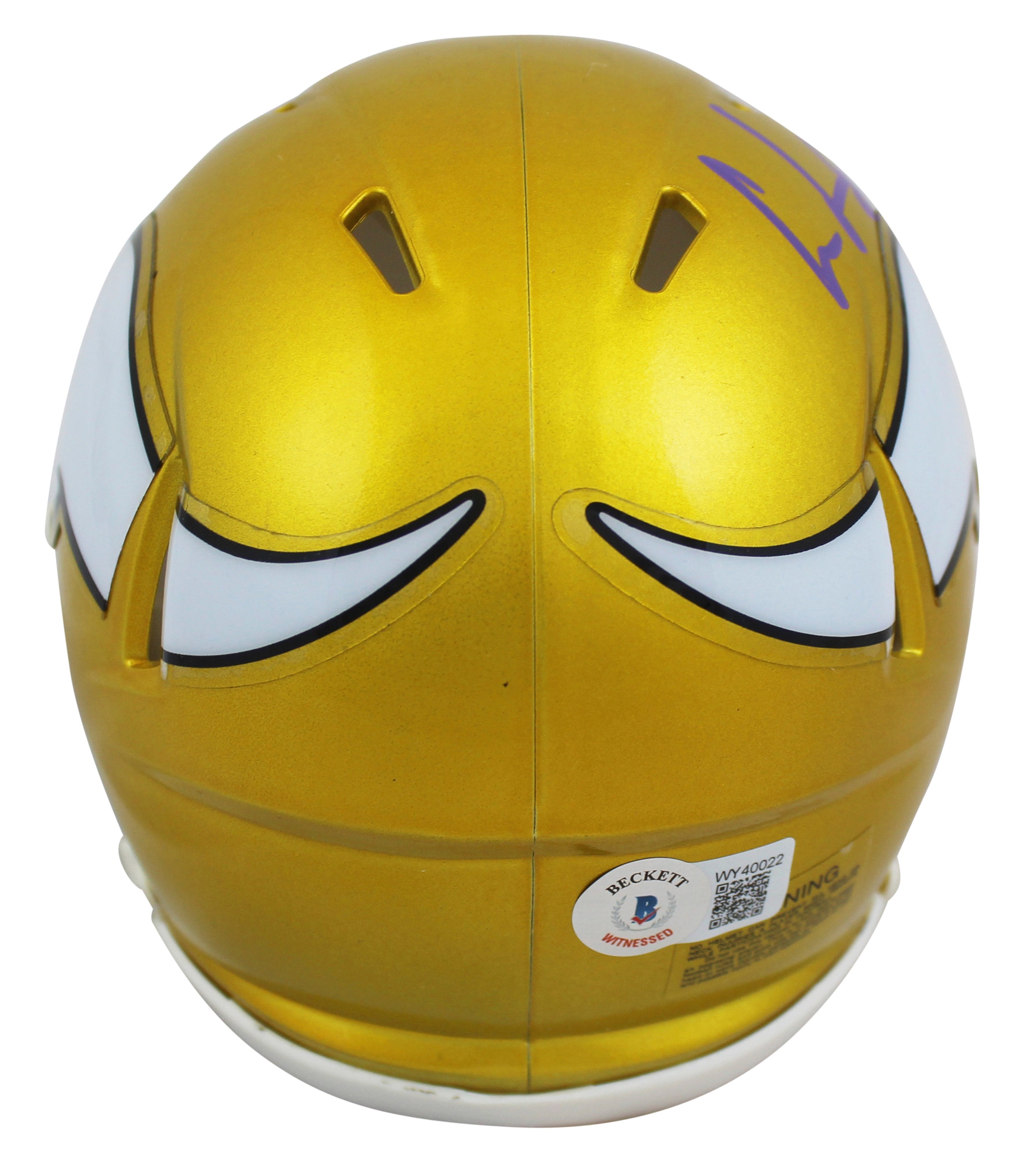 Vikings Cris Carter Authentic Signed Flash Speed Mini Helmet BAS Witnessed