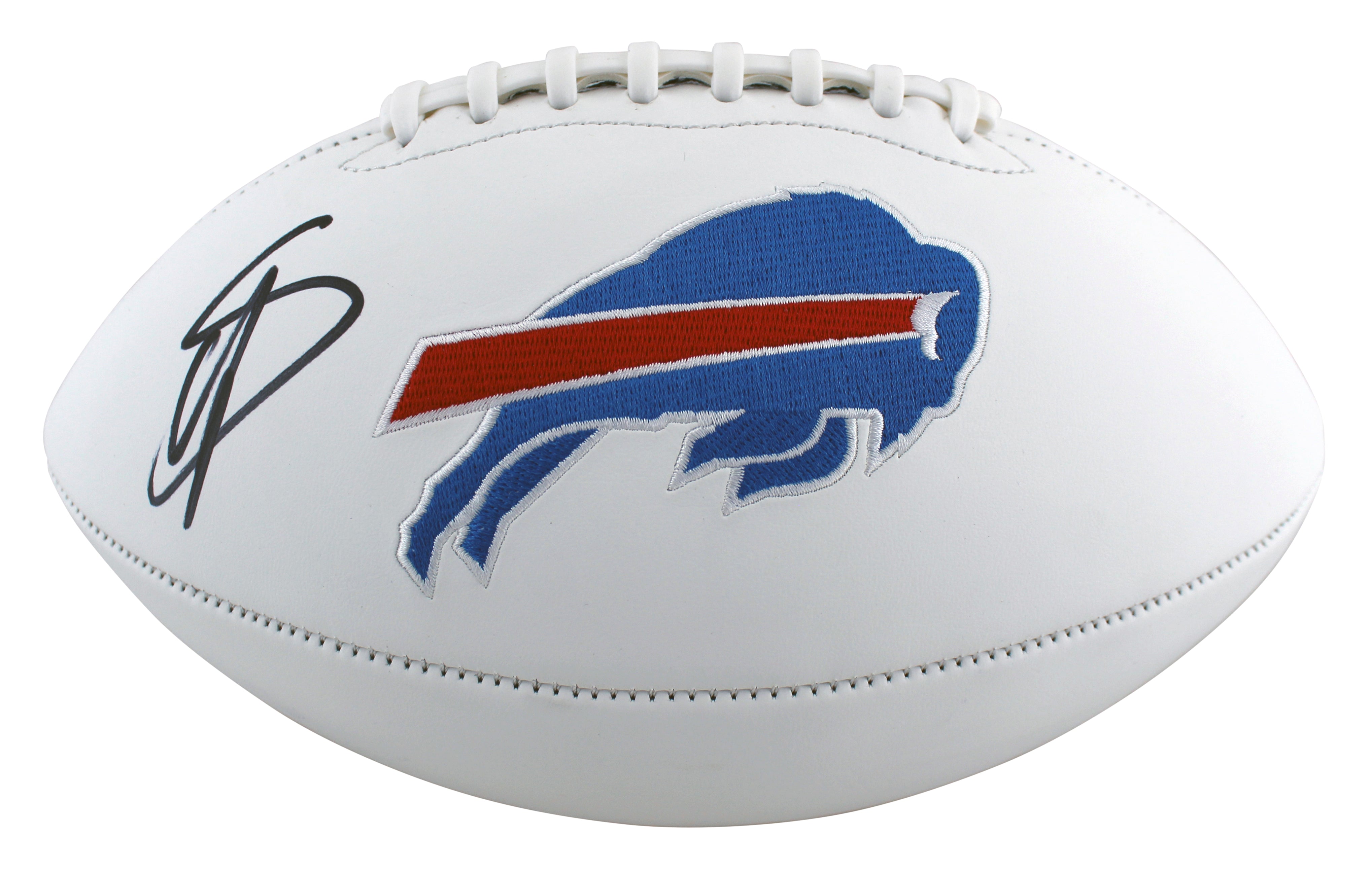 Bills Stefon Diggs Authentic Signed White Panel Logo Football BAS Witnessed