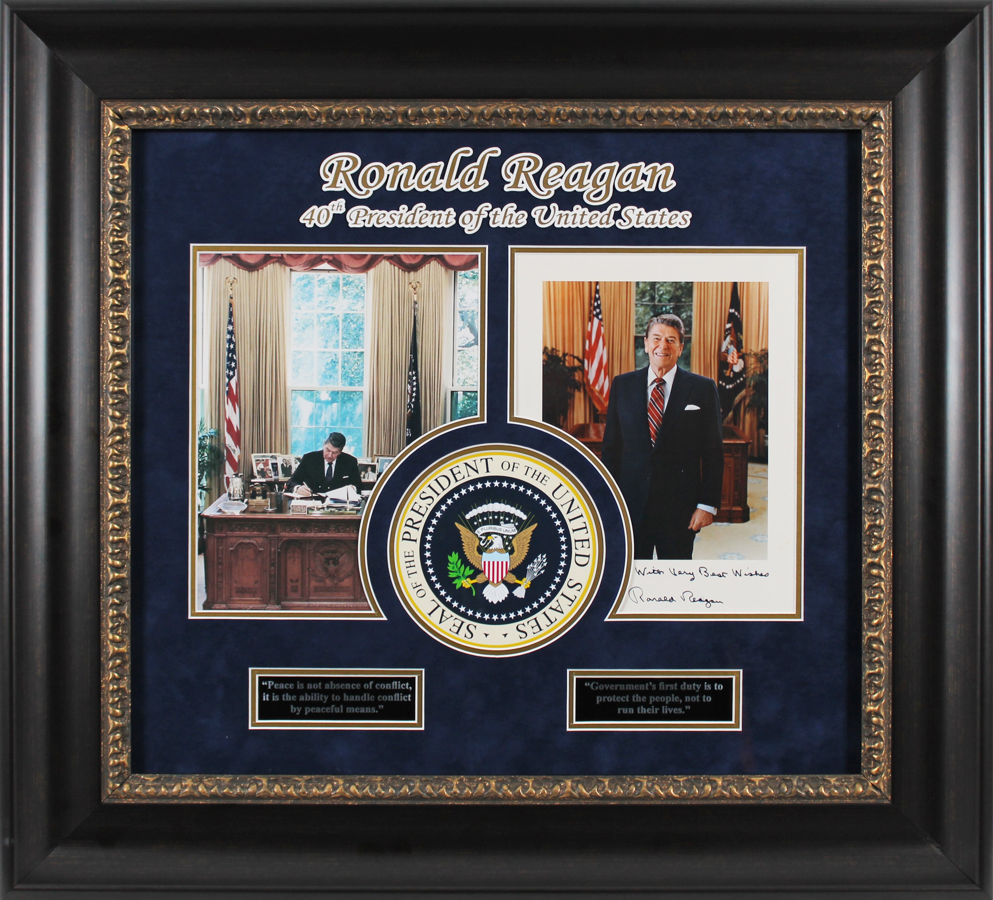 Ronald Reagan "Best Wishes" Authentic Signed 8x10 Framed Photo BAS #AC26946