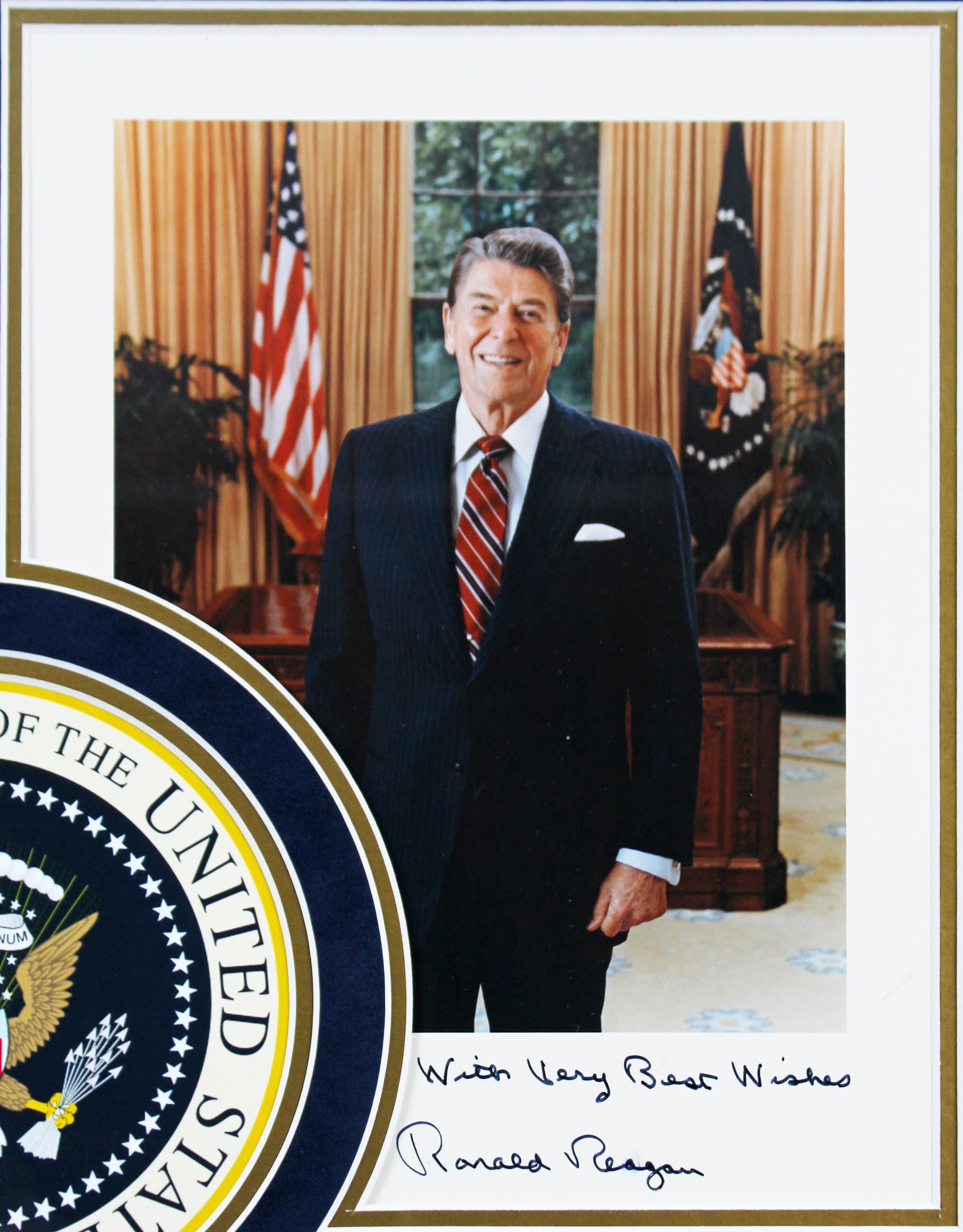 Ronald Reagan "Best Wishes" Authentic Signed 8x10 Framed Photo BAS #AC26946