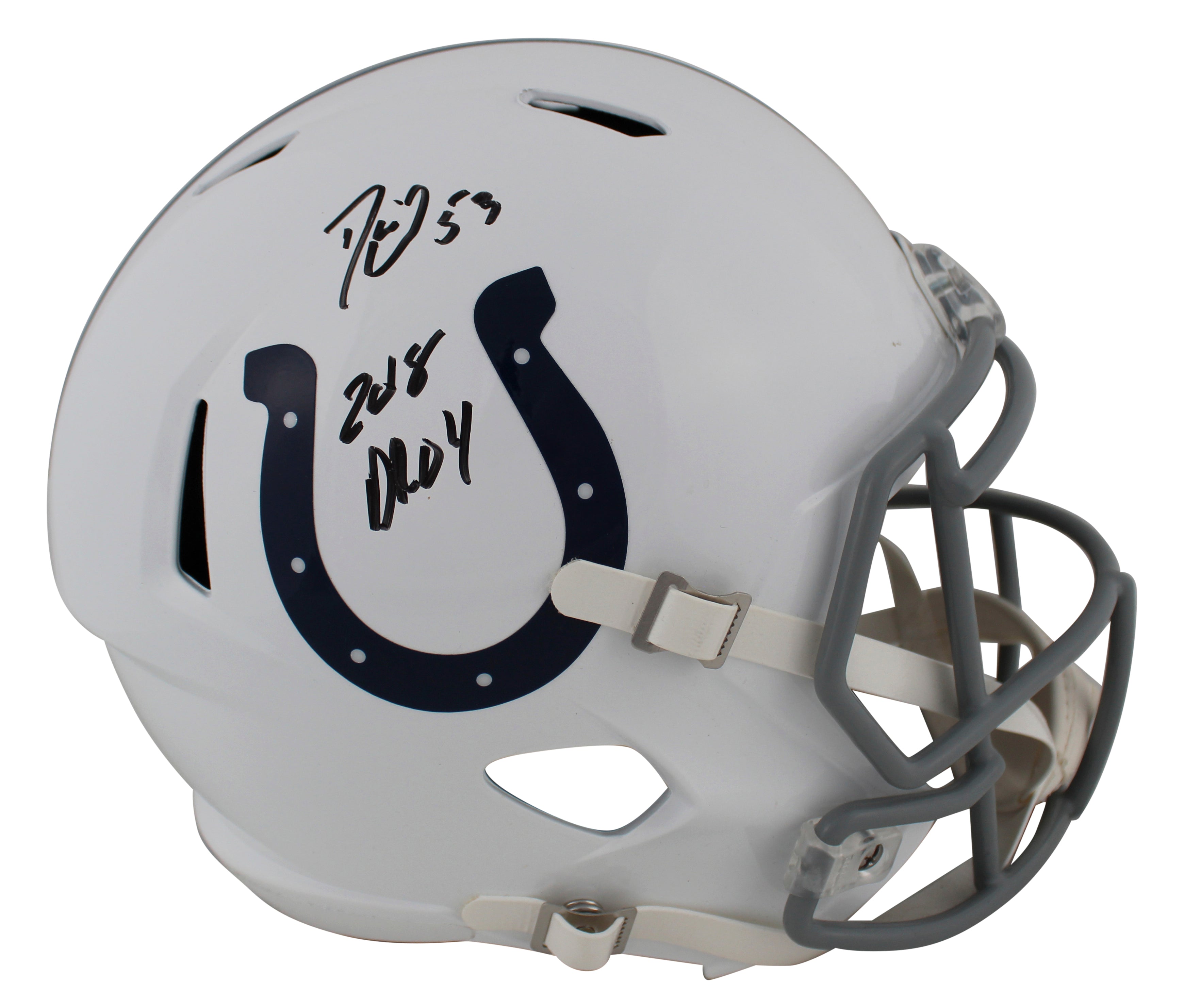 Colts Shaquille Darius Leonard "2018 DROY" Signed F/S Speed Rep Helmet JSA Wit